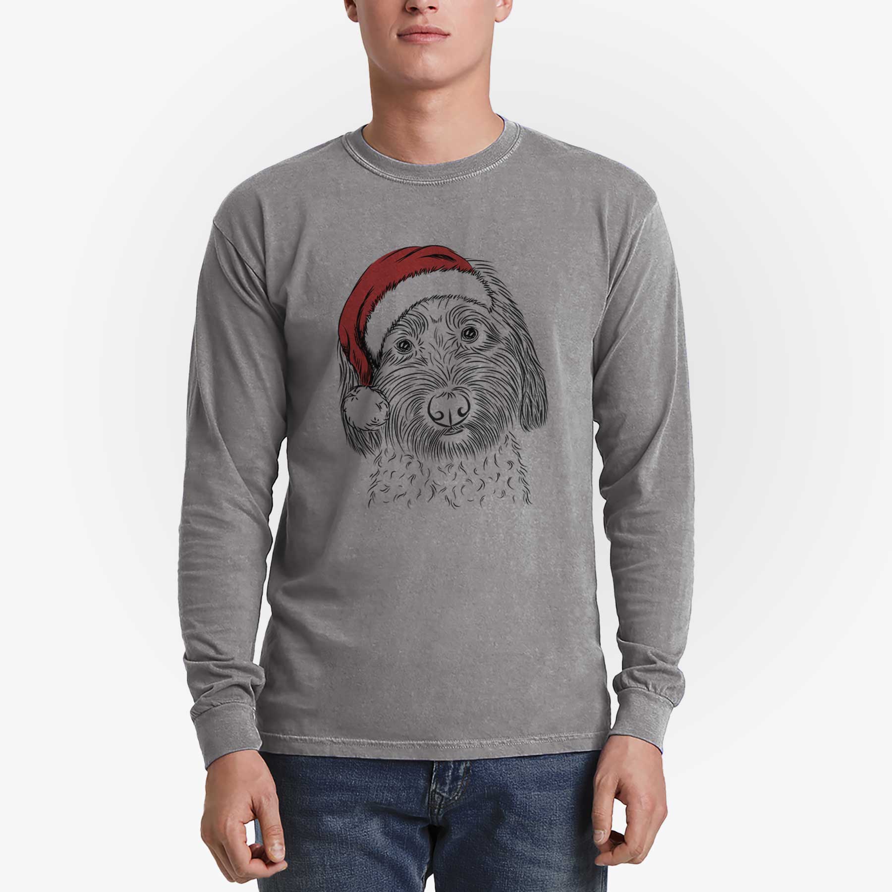 Santa Niles the Soft Coated Wheaten Terrier - Men's Heavyweight 100% Cotton Long Sleeve - Image 5