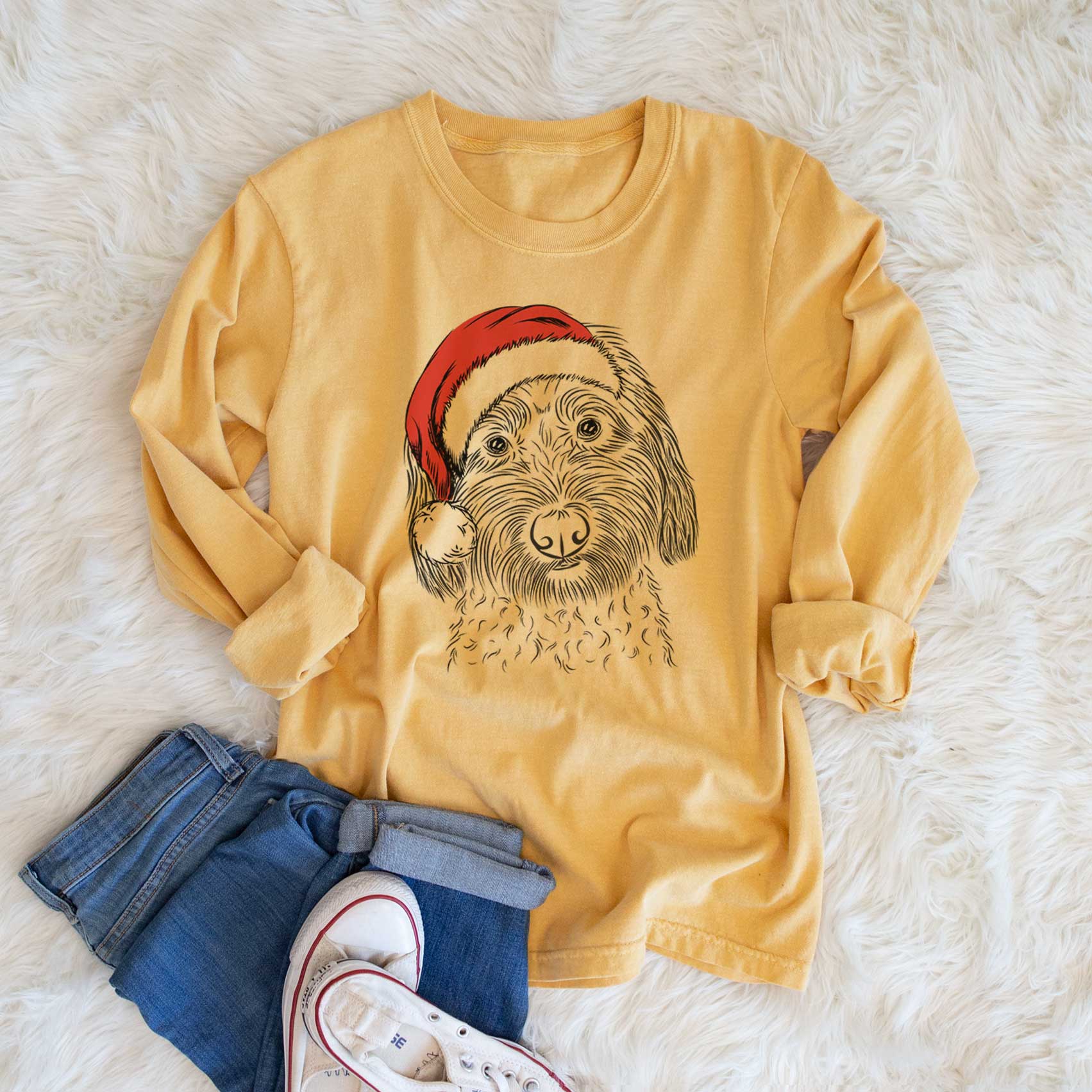 Santa Niles the Soft Coated Wheaten Terrier - Men's Heavyweight 100% Cotton Long Sleeve - Image 6