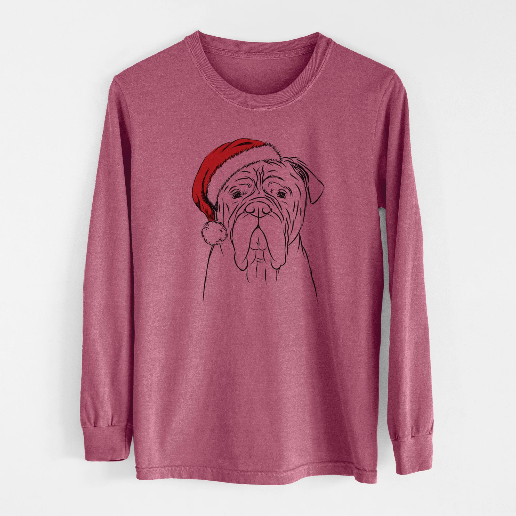 Santa Nolan the Bull Mastiff - Men's Heavyweight 100% Cotton Long Sleeve