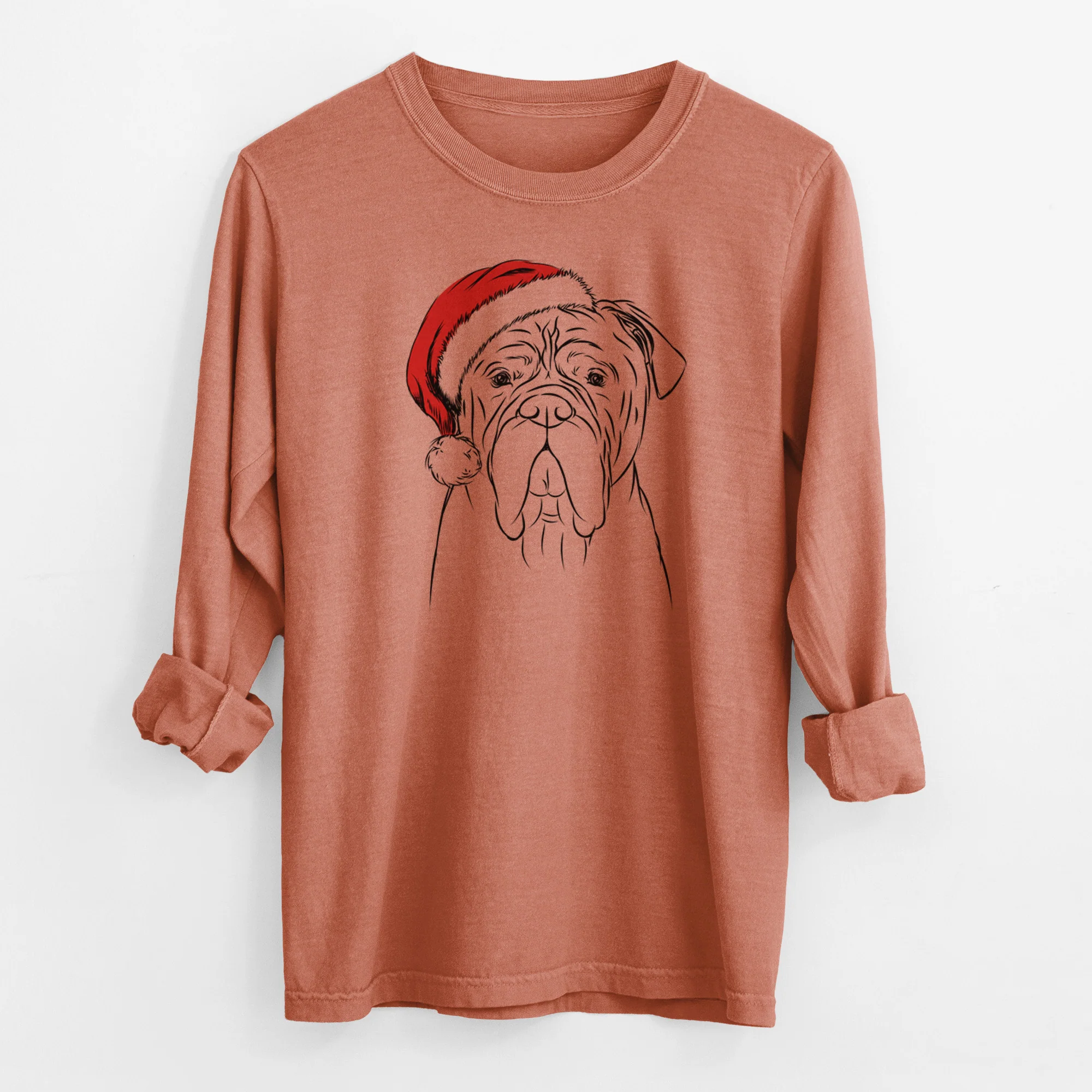 Santa Nolan the Bull Mastiff - Men's Heavyweight 100% Cotton Long Sleeve - Image 13