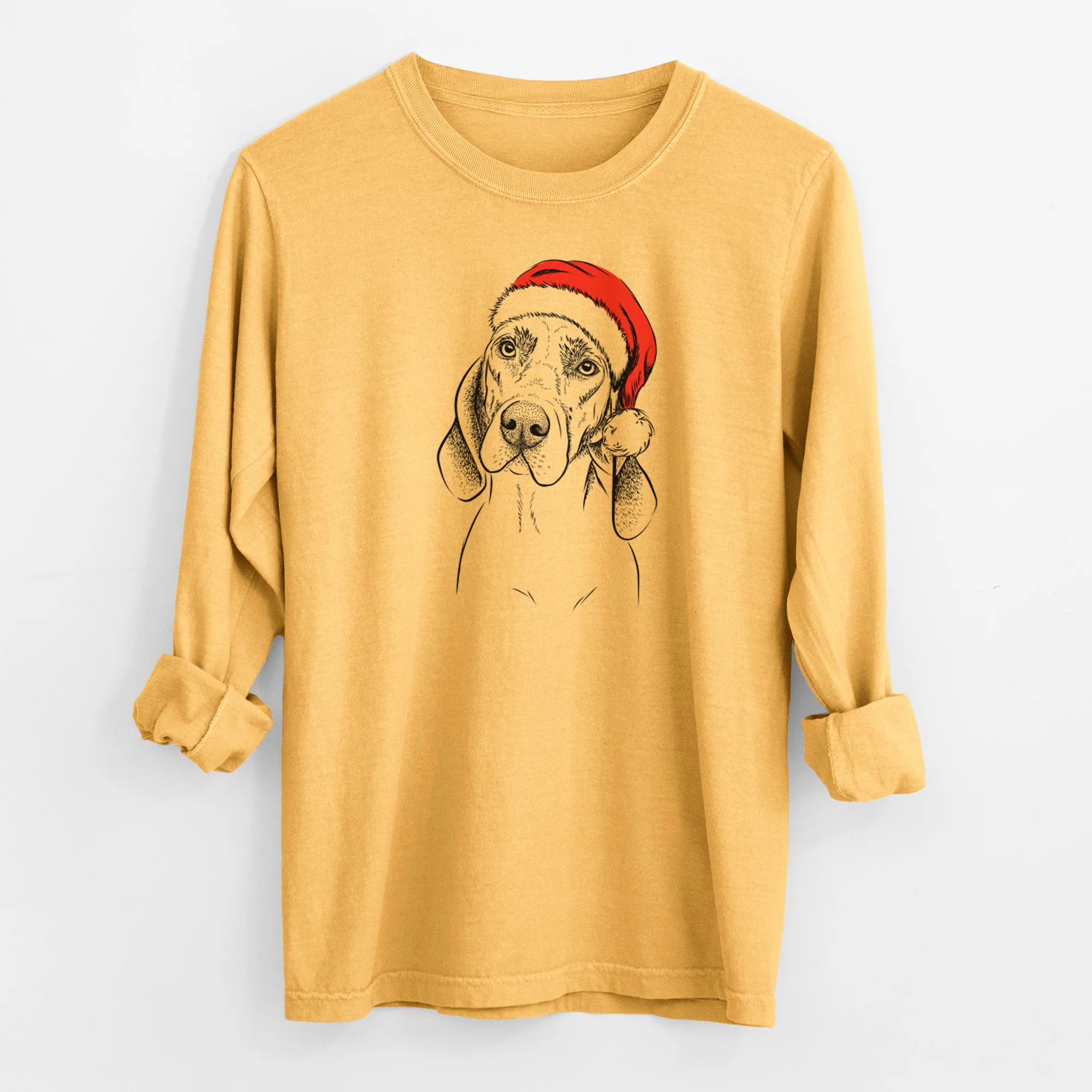 Santa Norman the Plott Hound - Men's Heavyweight 100% Cotton Long Sleeve - Image 3