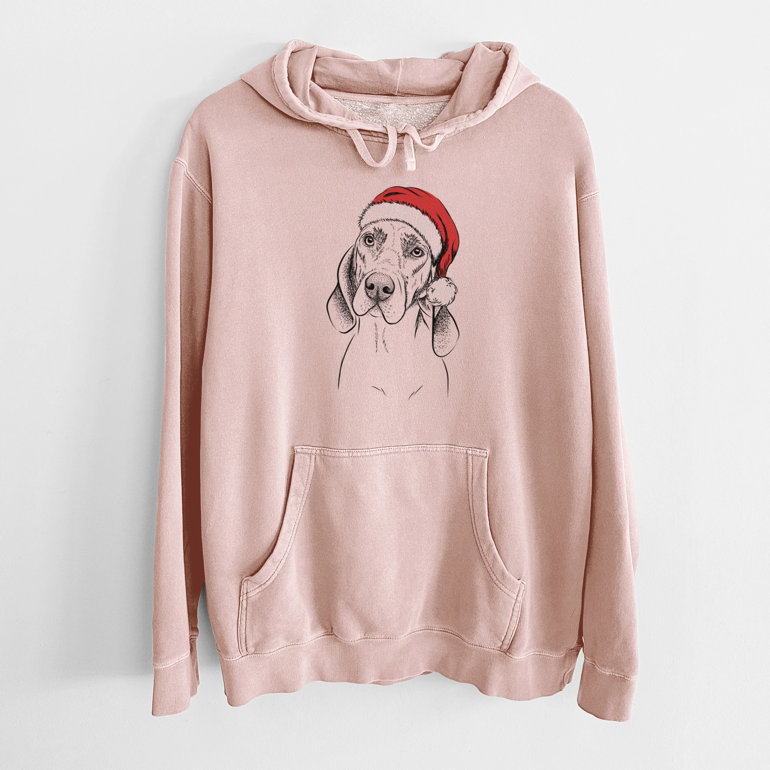 Santa Hat Norman the Plott Hound - Unisex Pigment Dyed Hoodie - Image 7