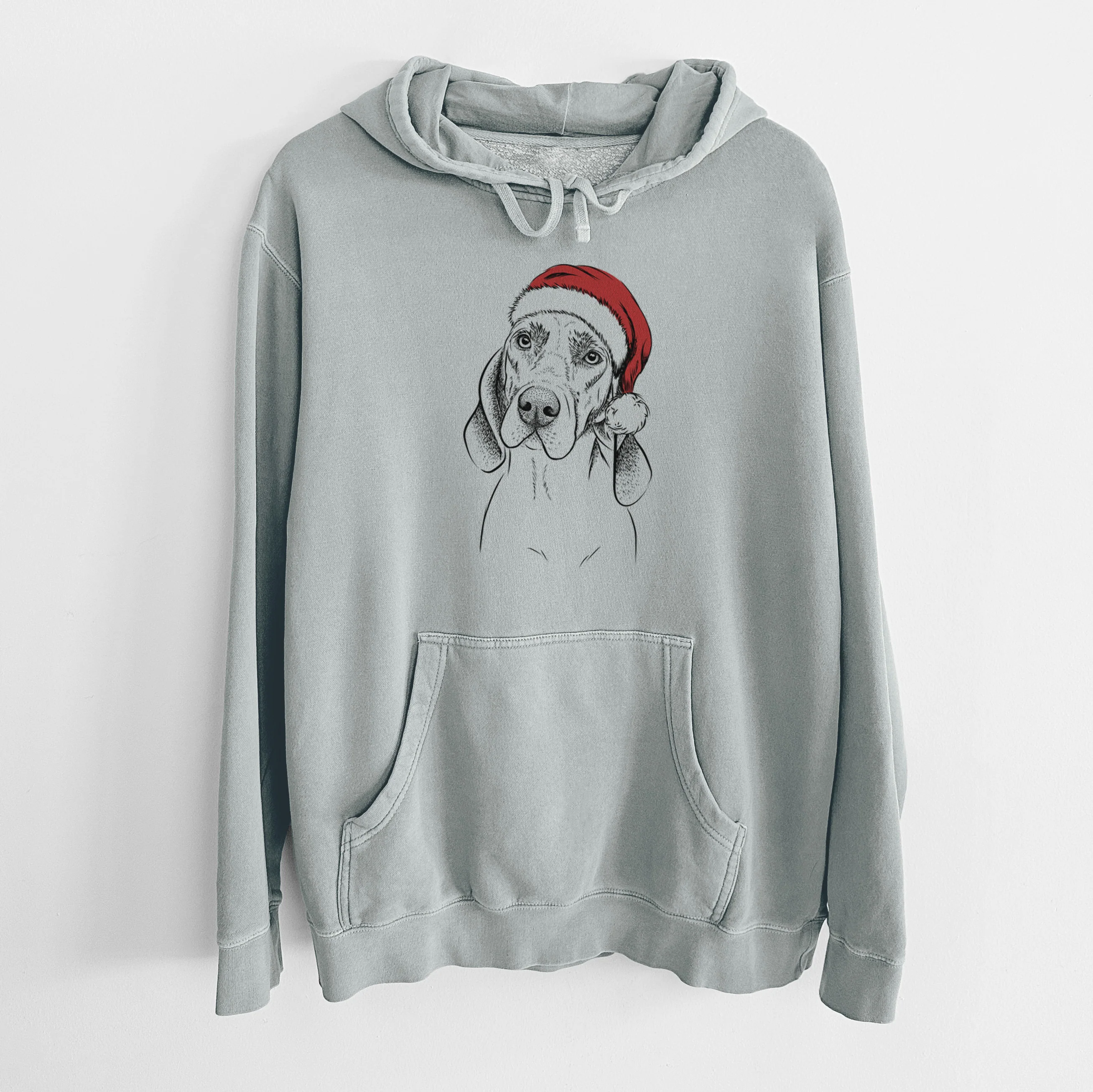 Santa Hat Norman the Plott Hound - Unisex Pigment Dyed Hoodie - Image 9