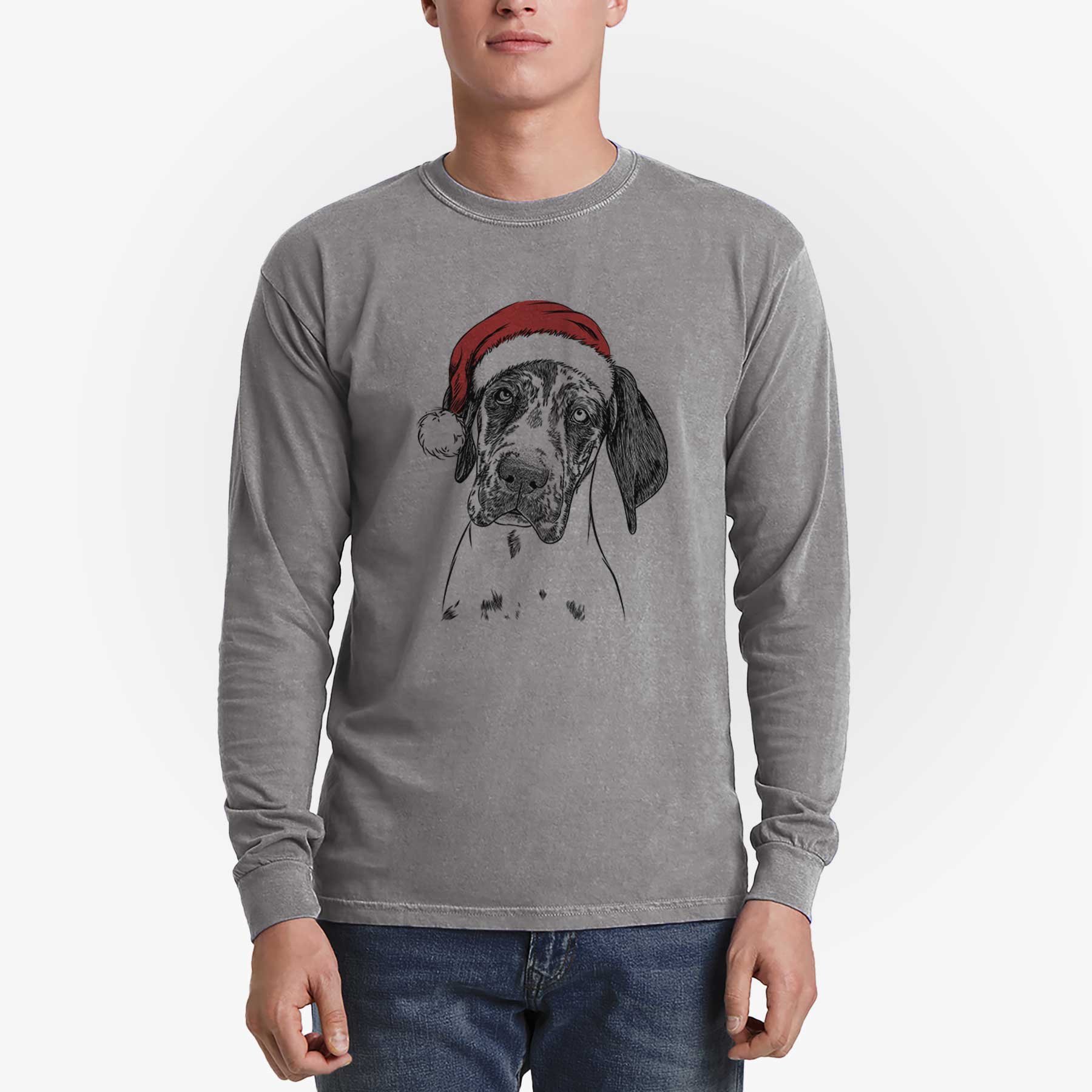 Santa Nyx the Great Dane - Men's Heavyweight 100% Cotton Long Sleeve - Image 5