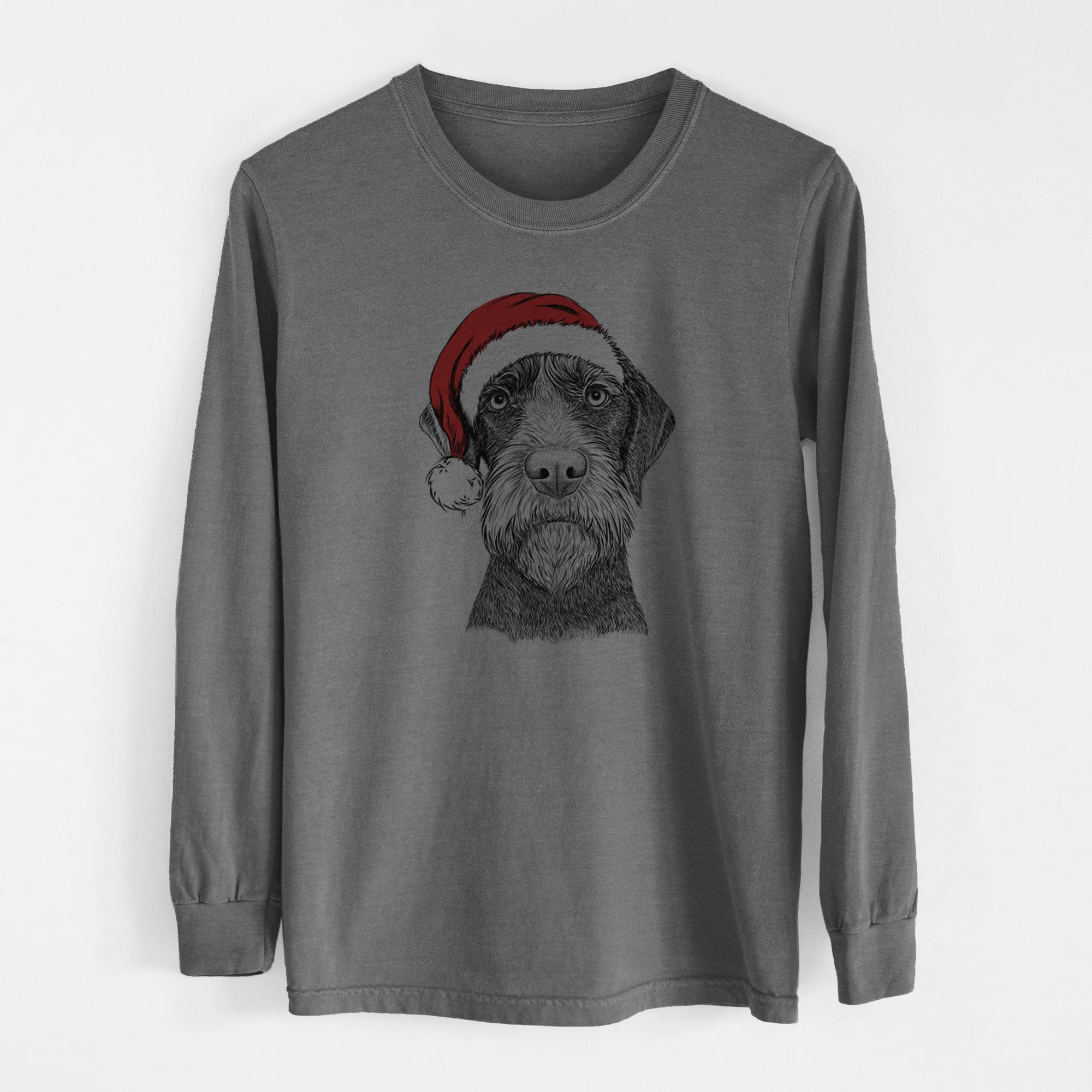 Santa Oakley the Pudelpointer - Men's Heavyweight 100% Cotton Long Sleeve - Image 14