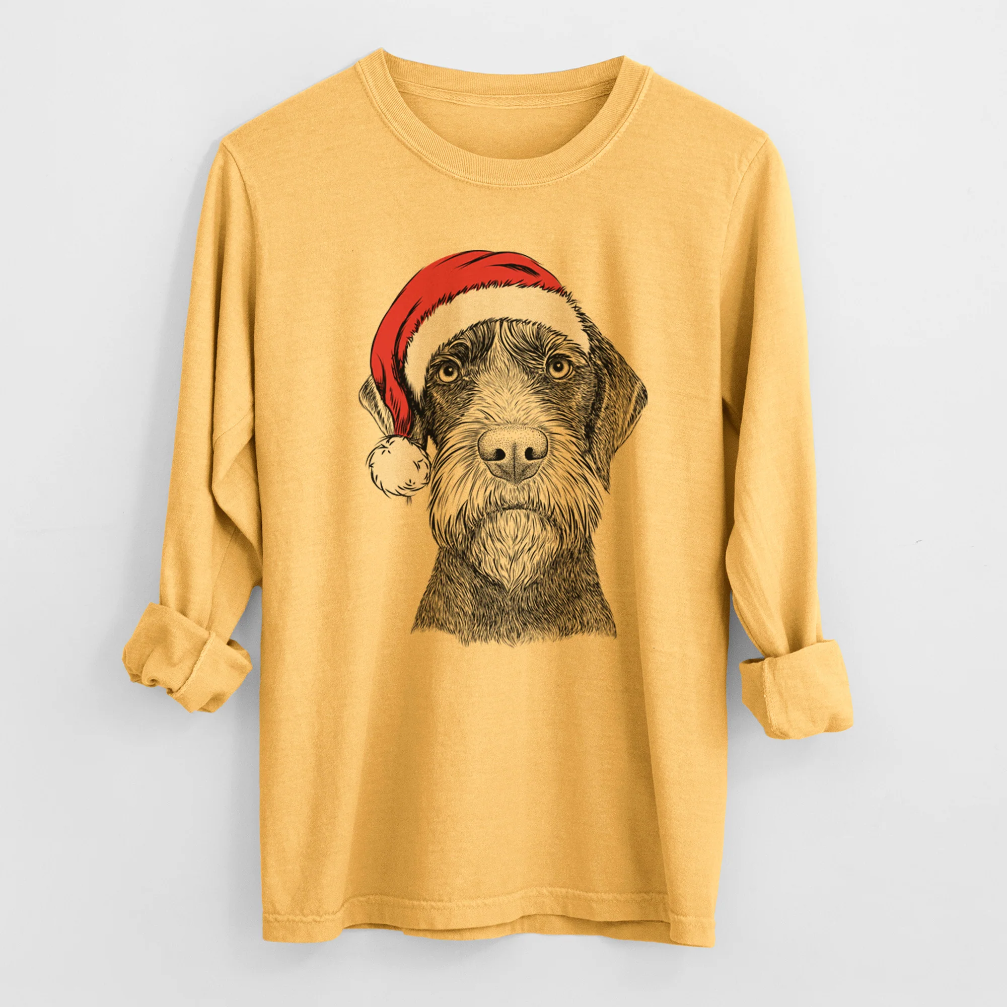 Santa Oakley the Pudelpointer - Men's Heavyweight 100% Cotton Long Sleeve - Image 3