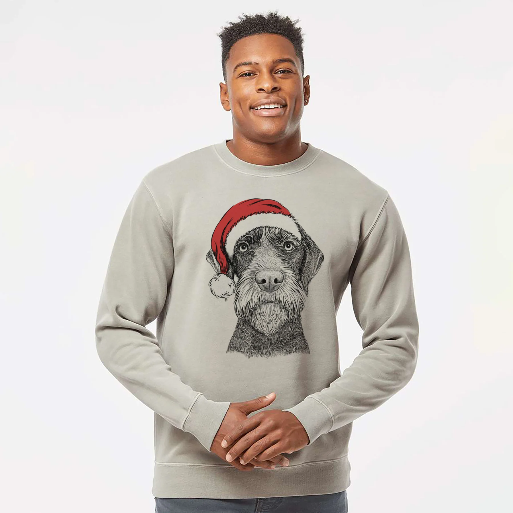 Santa Oakley the Pudelpointer - Unisex Pigment Dyed Crew Sweatshirt - Image 2