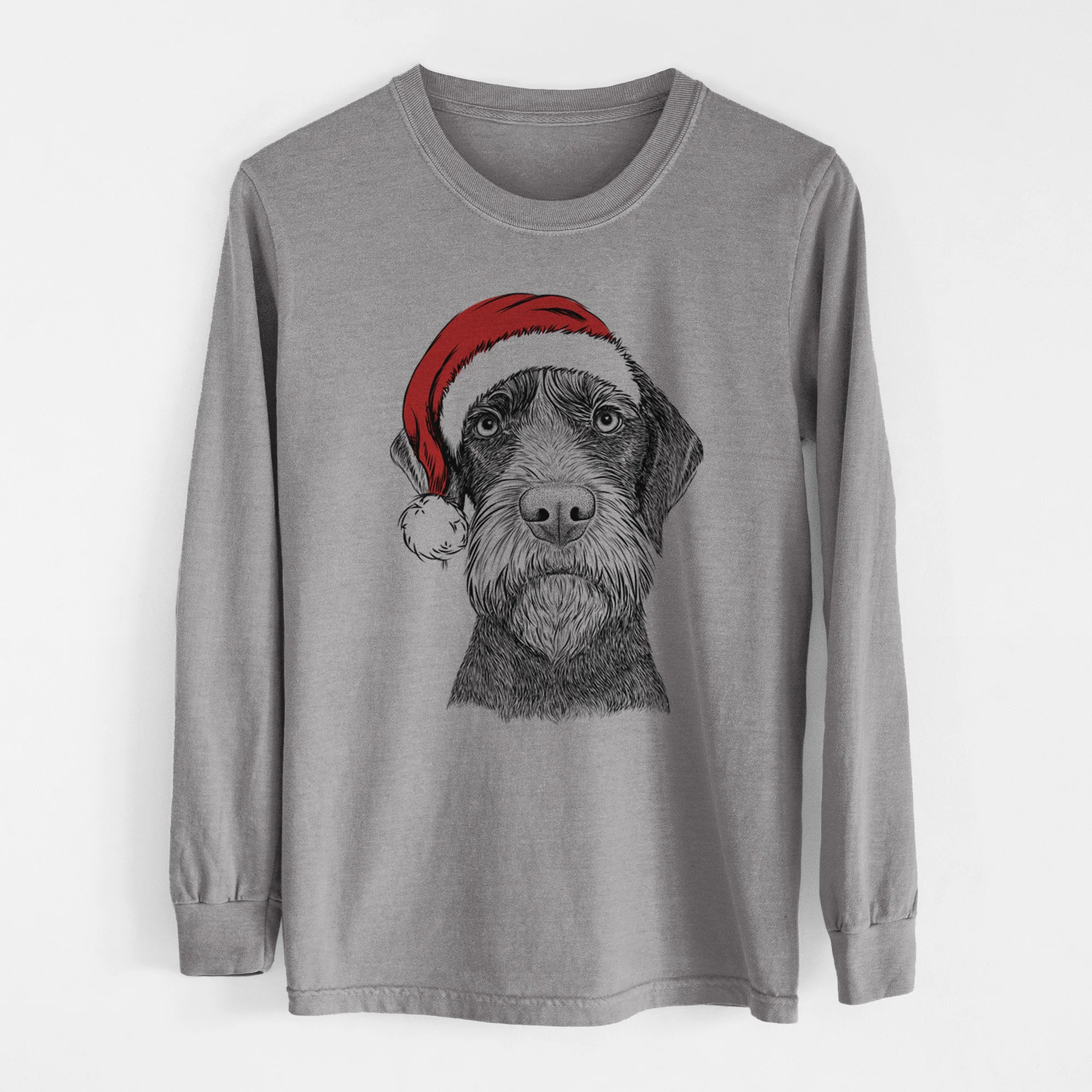 Santa Oakley the Pudelpointer - Heavyweight 100% Cotton Long Sleeve - Image 7