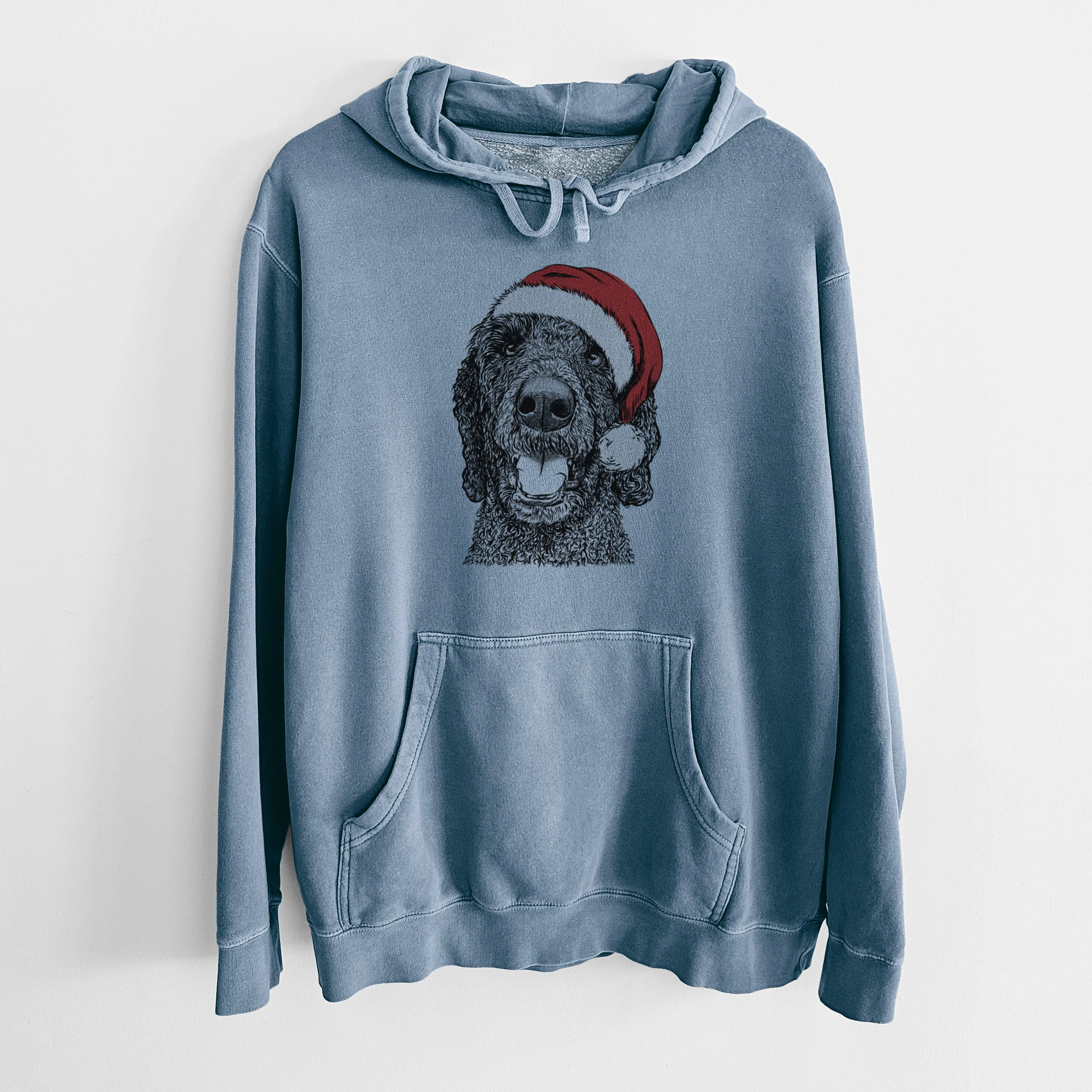 Santa Hat Obi James the Goldendoodle - Unisex Pigment Dyed Hoodie - Image 7
