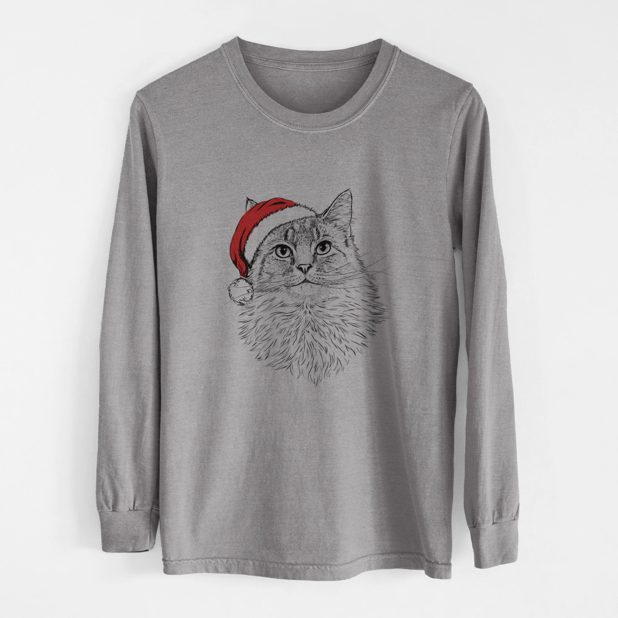 Santa Olive the Cat - Men's Heavyweight 100% Cotton Long Sleeve - Image 7