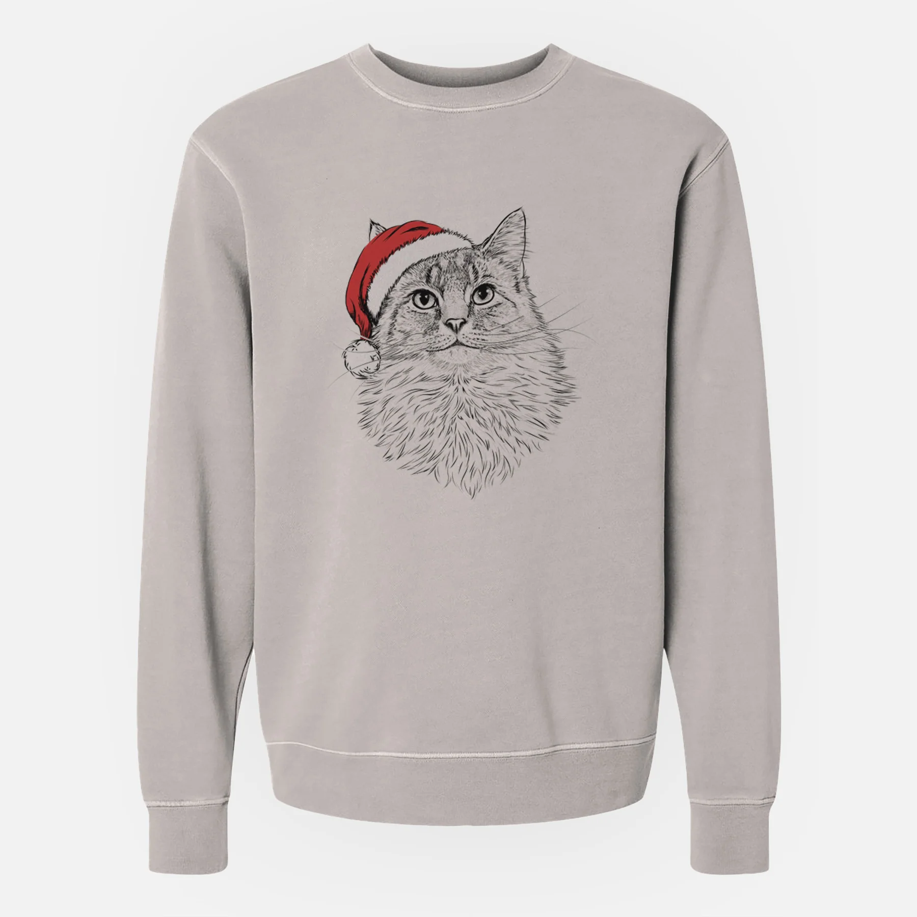 Santa Olive the Cat - Unisex Pigment Dyed Crew Sweatshirt - Image 4