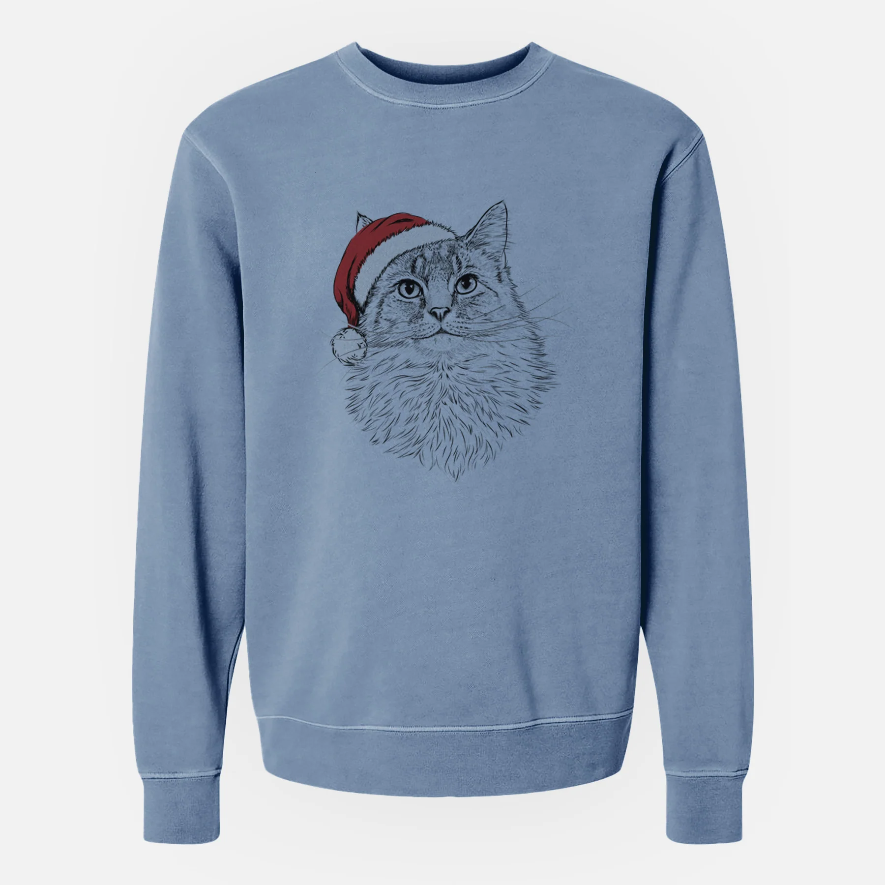 Santa Olive the Cat - Unisex Pigment Dyed Crew Sweatshirt - Image 6