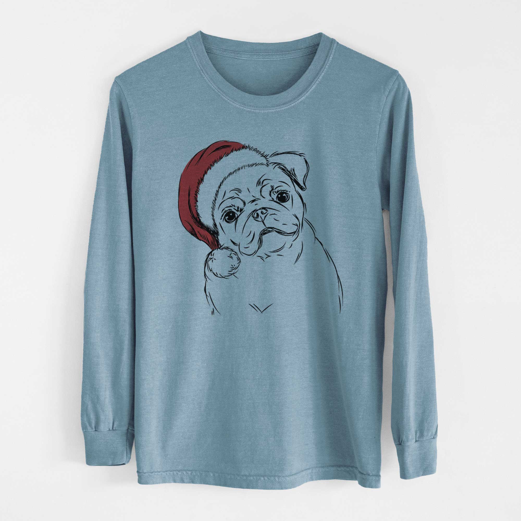 Santa Otis the Pug - Men's Heavyweight 100% Cotton Long Sleeve - Image 8