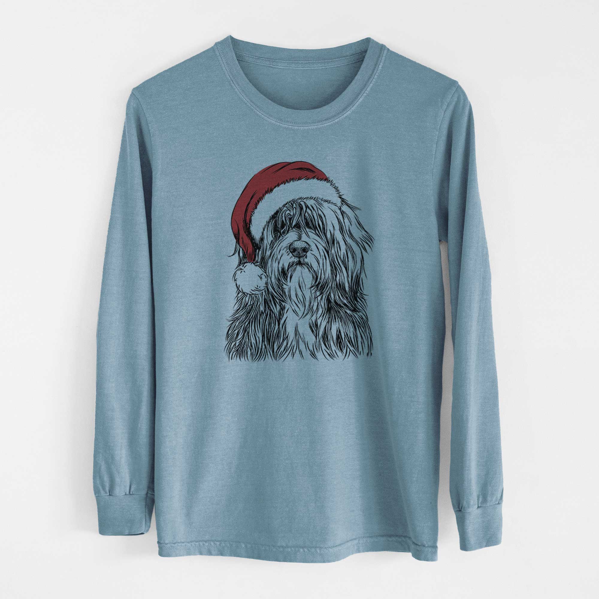 Santa Otto the Polish Lowland Sheepdog - Men's Heavyweight 100% Cotton Long Sleeve - Image 8