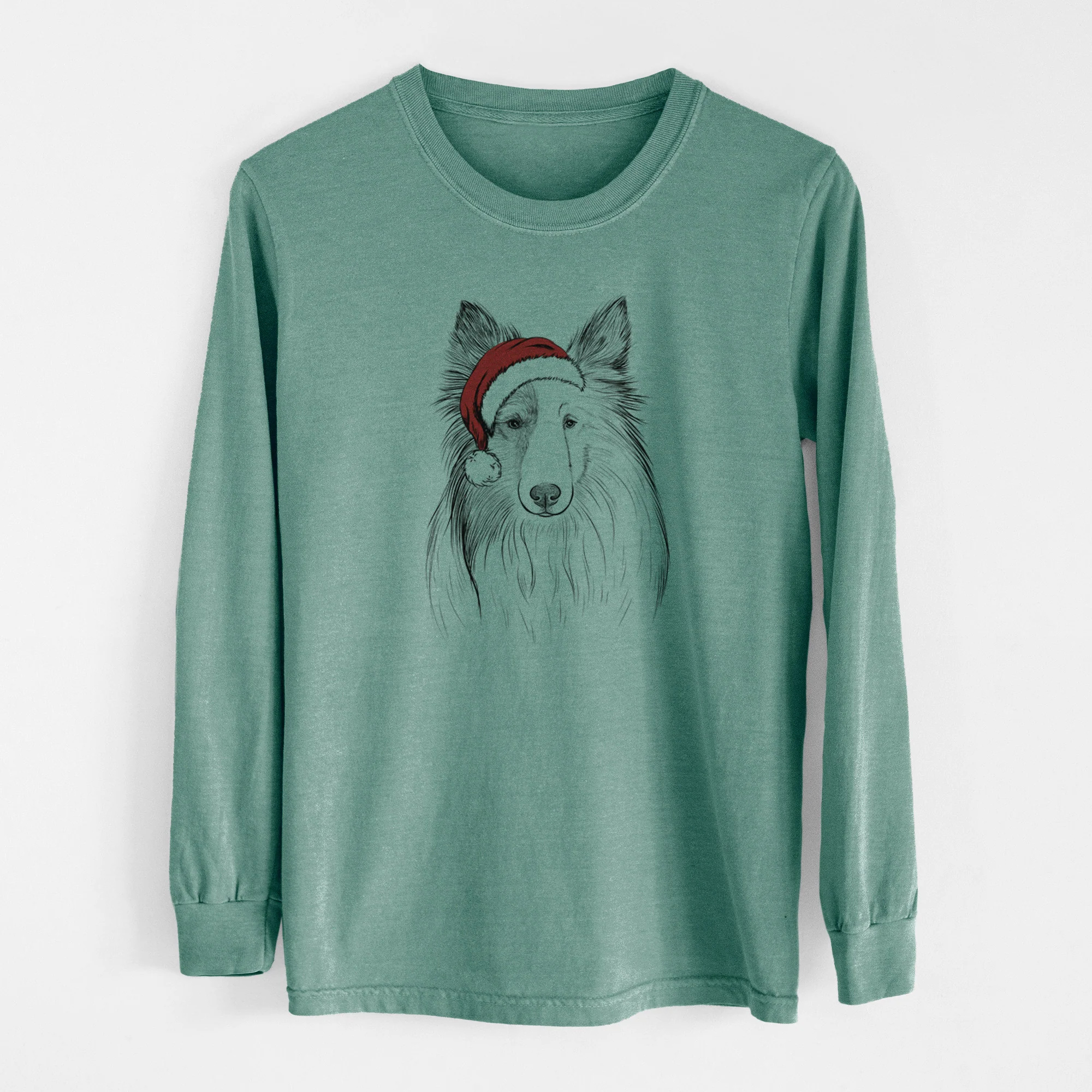 Santa Palin the Shetland Sheepdog - Men's Heavyweight 100% Cotton Long Sleeve - Image 12