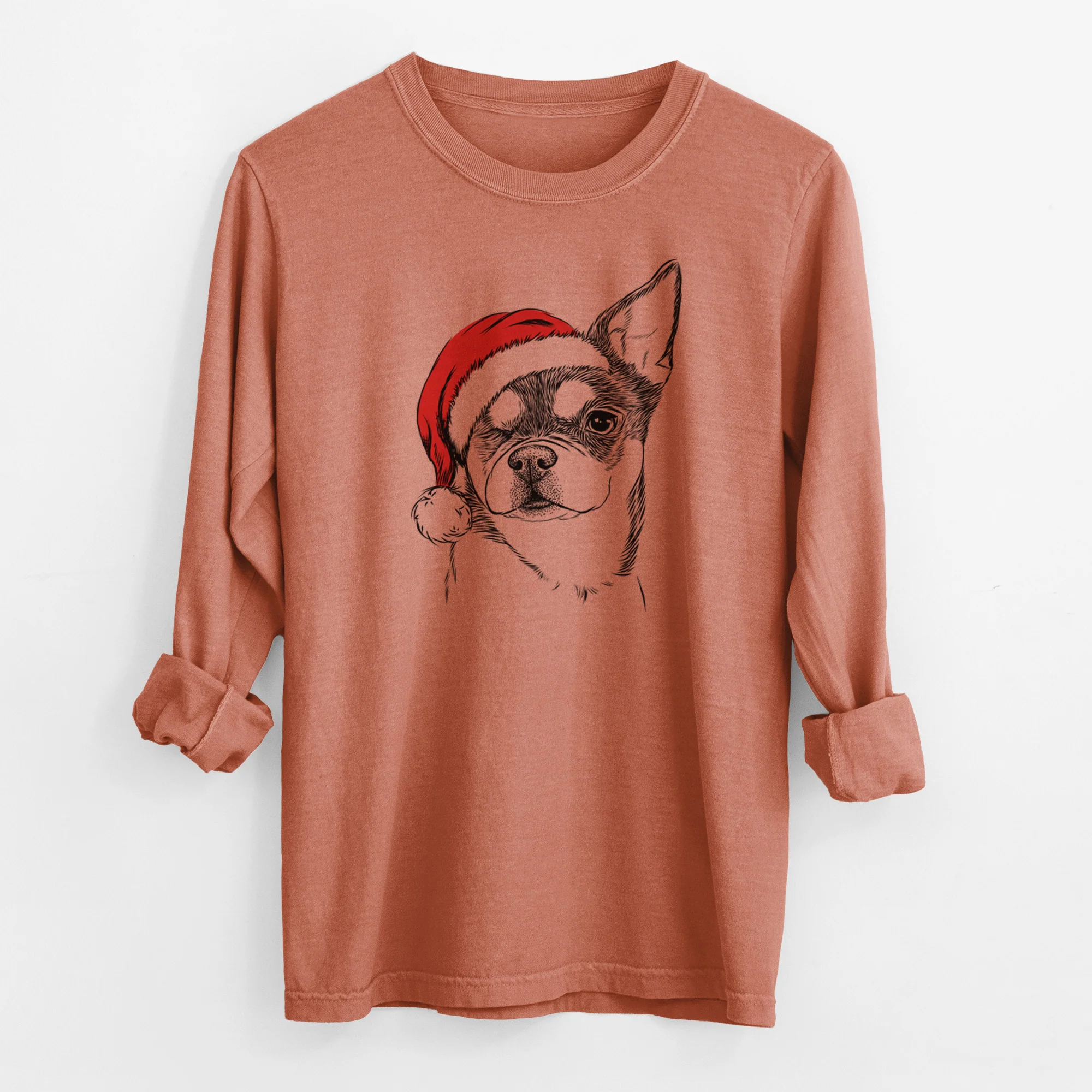 Santa Paris the Chihuahua - Men's Heavyweight 100% Cotton Long Sleeve - Image 13