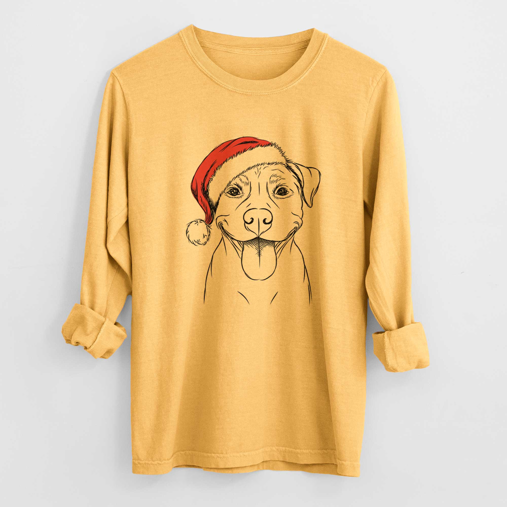 Santa Parker the Pitbull - Men's Heavyweight 100% Cotton Long Sleeve - Image 3
