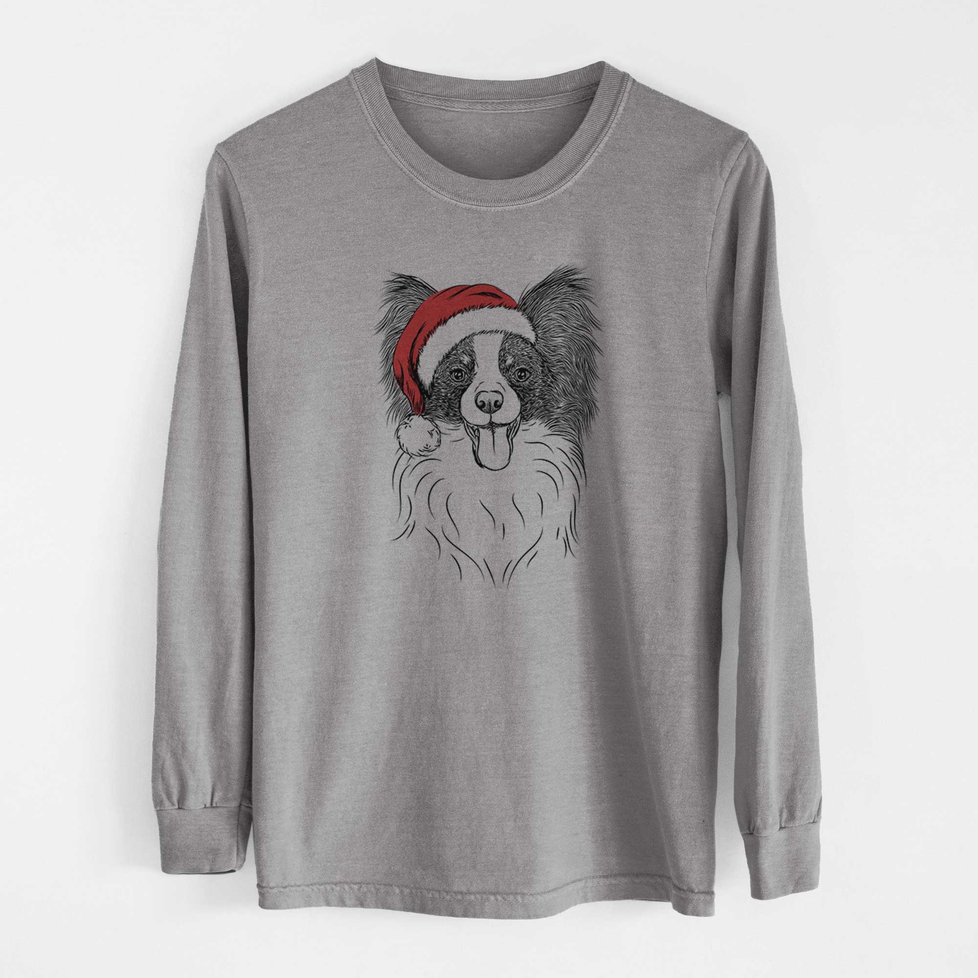 Santa Patrick the Papillon - Men's Heavyweight 100% Cotton Long Sleeve - Image 7