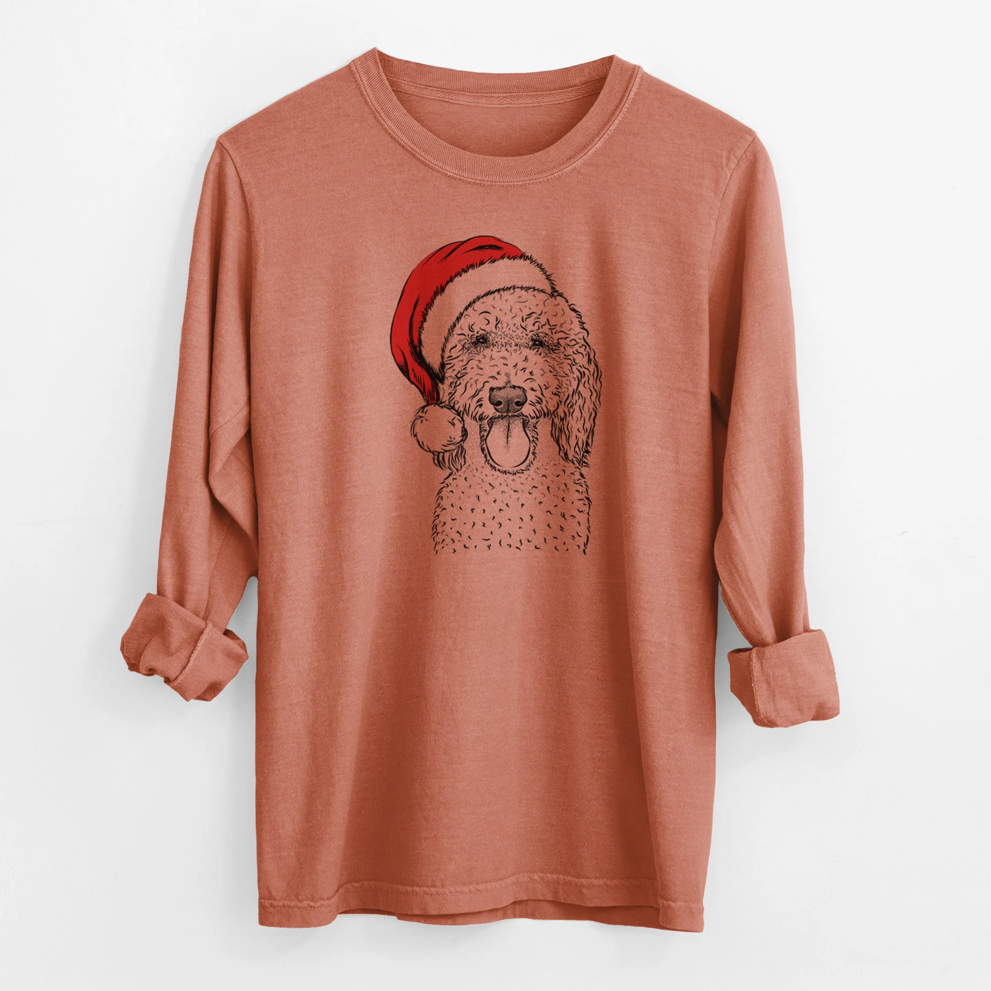 Santa Pavlov the Goldendoodle - Men's Heavyweight 100% Cotton Long Sleeve - Image 13