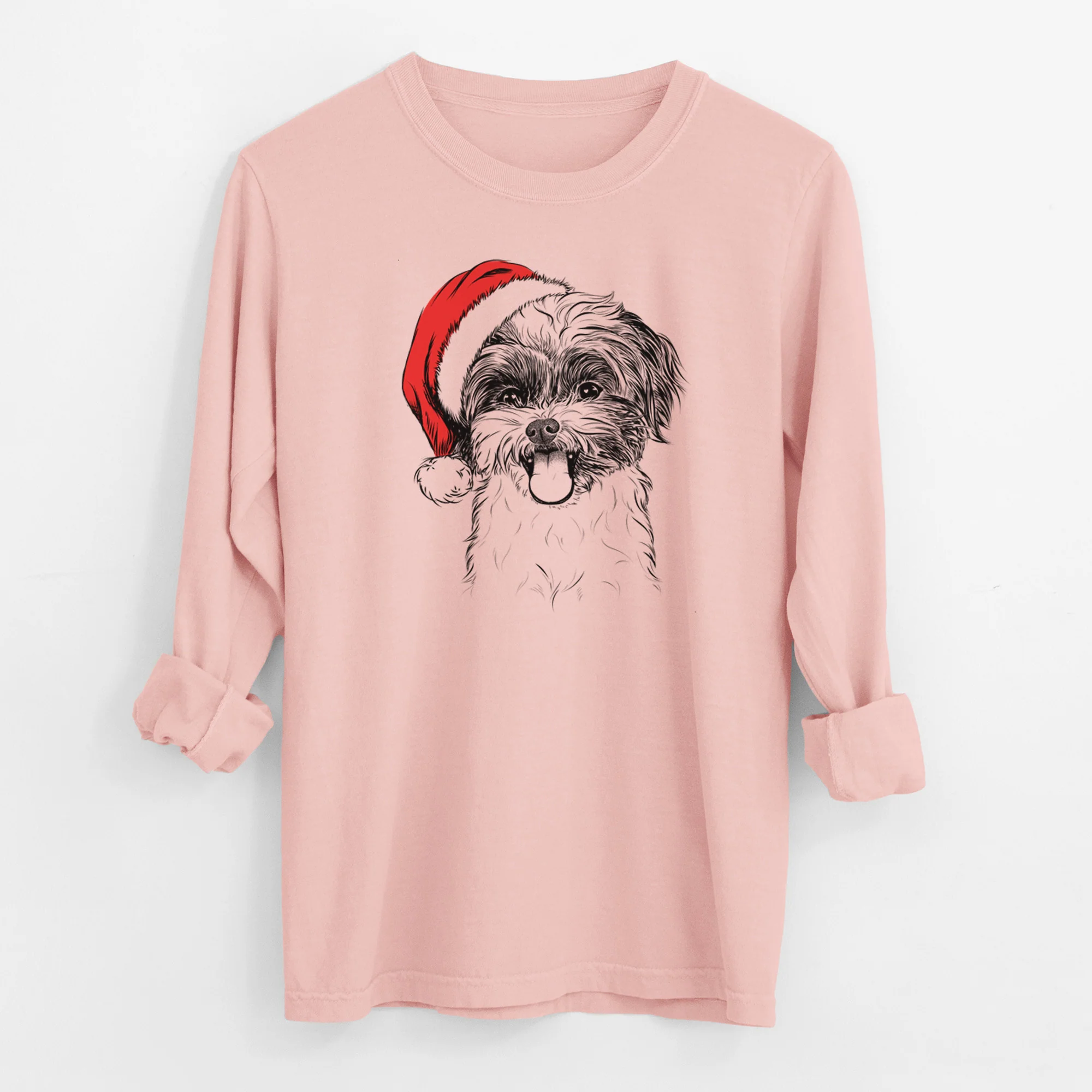 Santa Pepper the Shihpoo - Men's Heavyweight 100% Cotton Long Sleeve - Image 11
