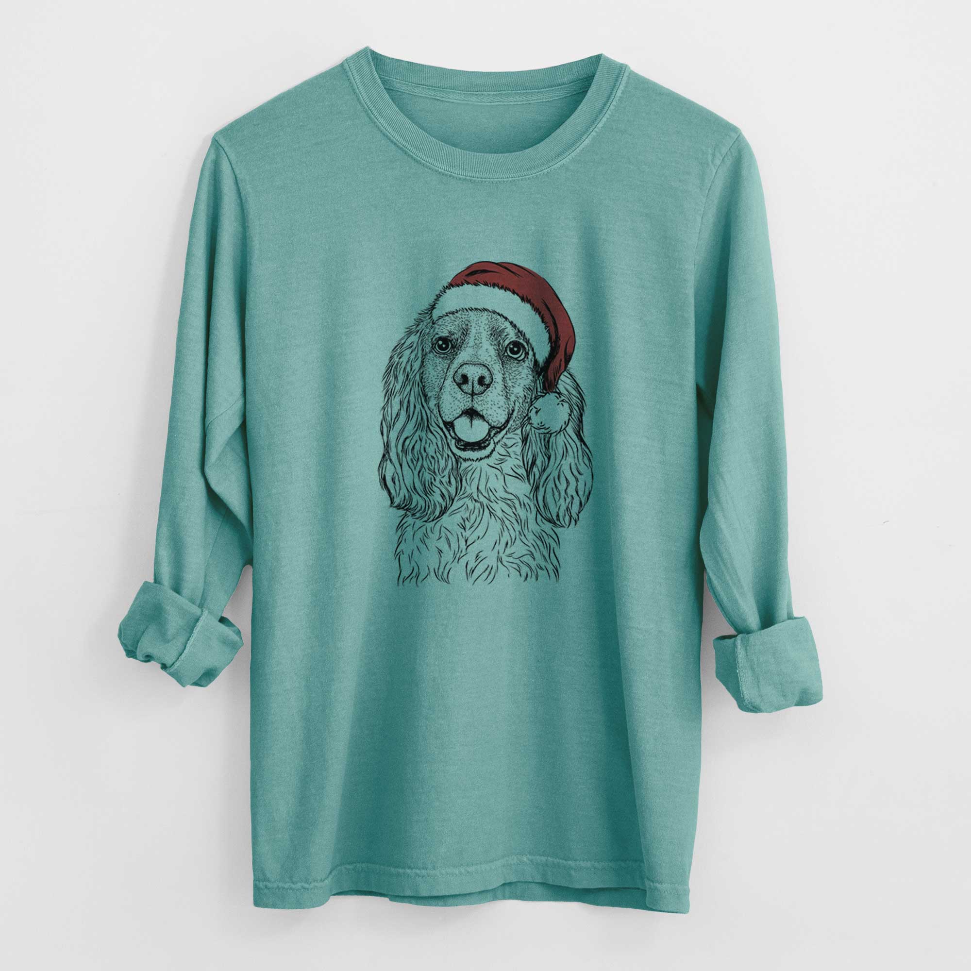 Santa Perry the Cockalier - Men's Heavyweight 100% Cotton Long Sleeve - Image 9