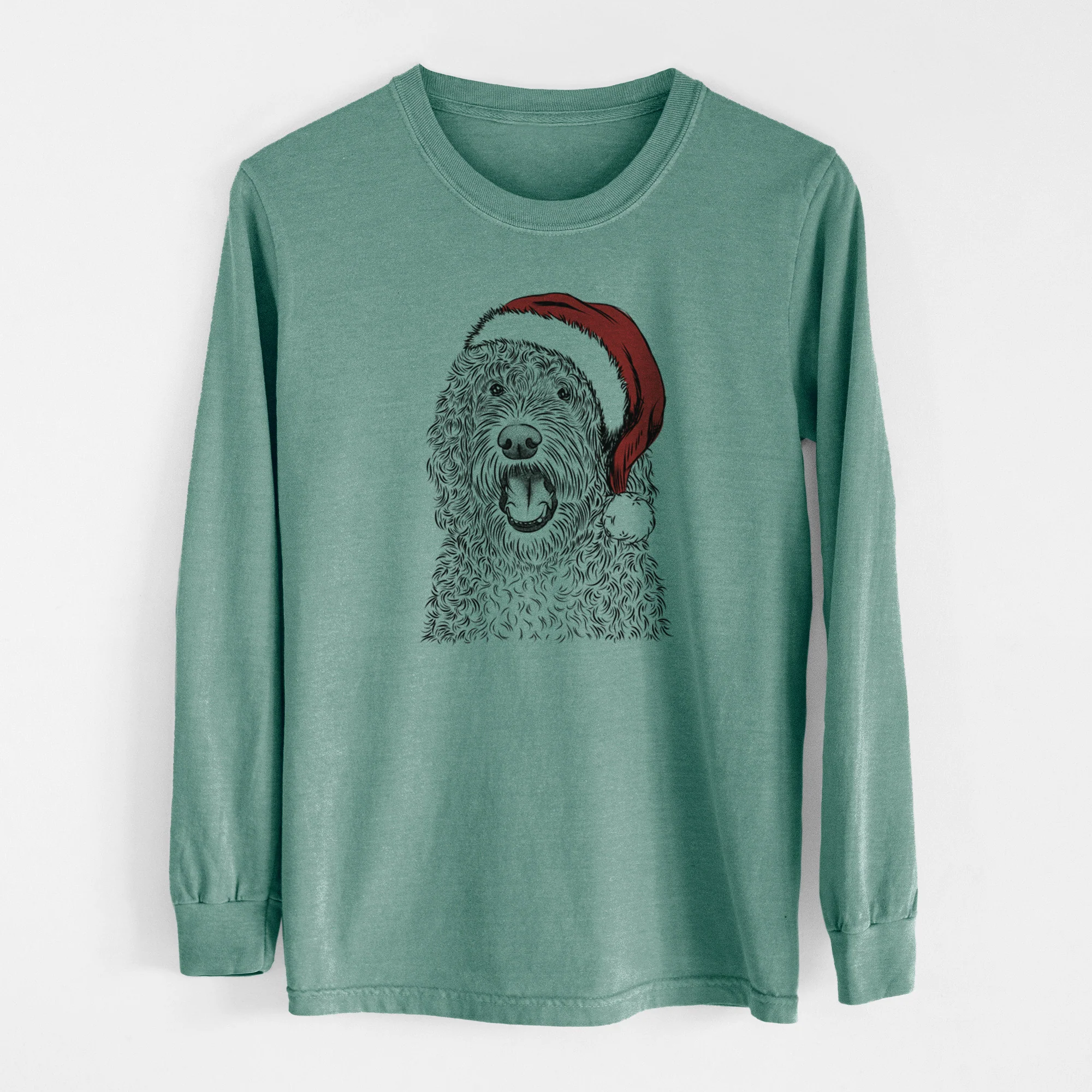 Santa Phillip the Portuguese Water Dog - Men's Heavyweight 100% Cotton Long Sleeve - Image 12