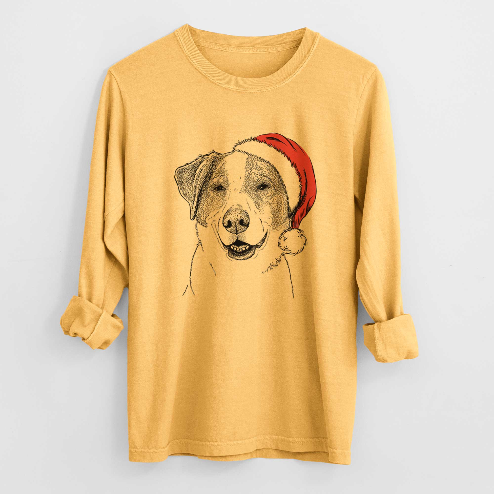 Santa Piper Pilot the Hound Mix - Men's Heavyweight 100% Cotton Long Sleeve - Image 3