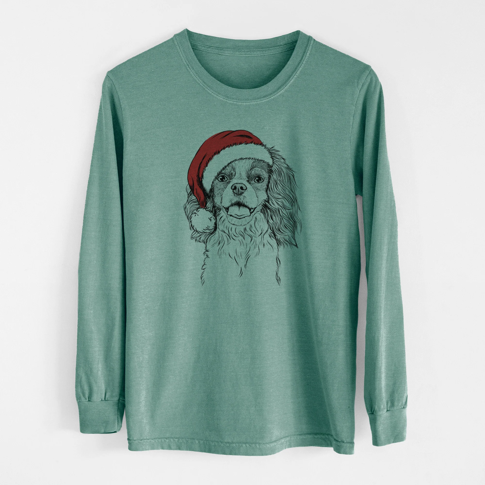 Santa Poppy the Cavalier King Charles Spaniel - Men's Heavyweight 100% Cotton Long Sleeve - Image 12