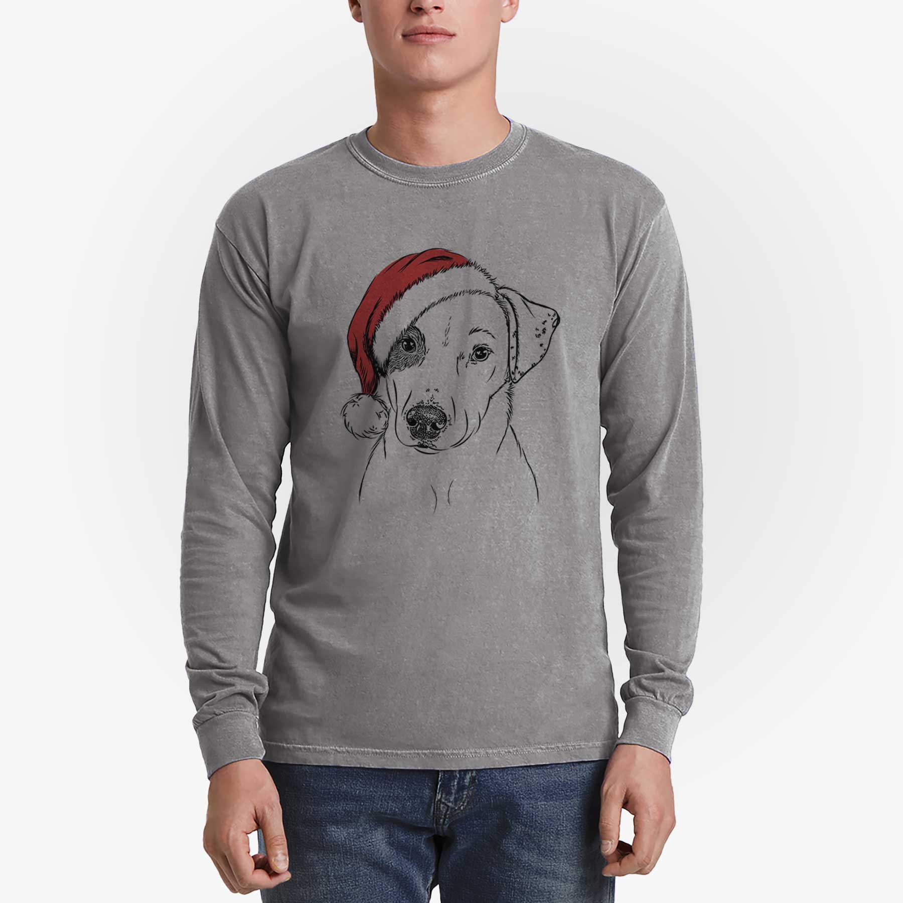 Santa P Pie the Mixed Breed - Men's Heavyweight 100% Cotton Long Sleeve - Image 5