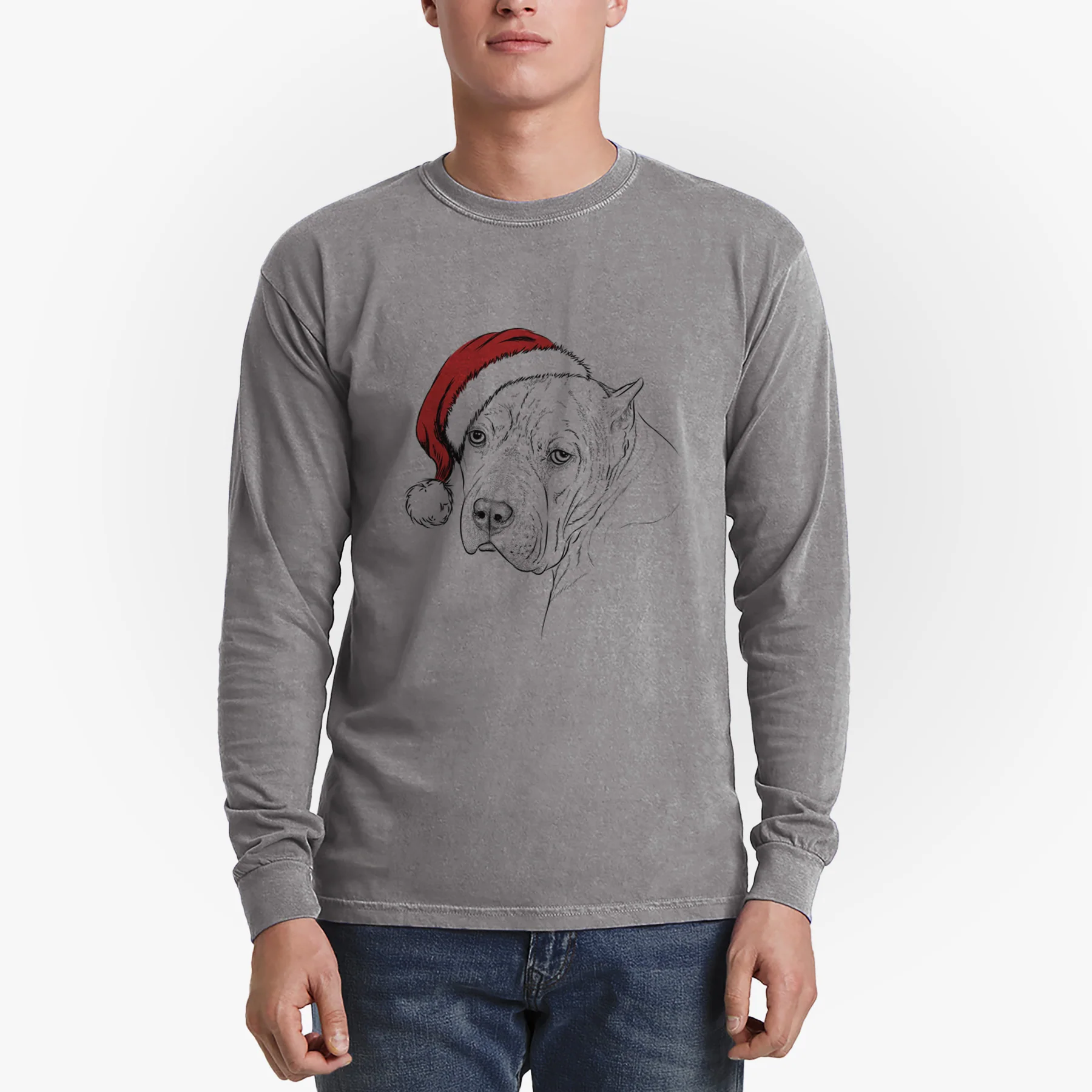 Santa Precious the Staffordshire Terrier - Heavyweight 100% Cotton Long Sleeve - Image 4