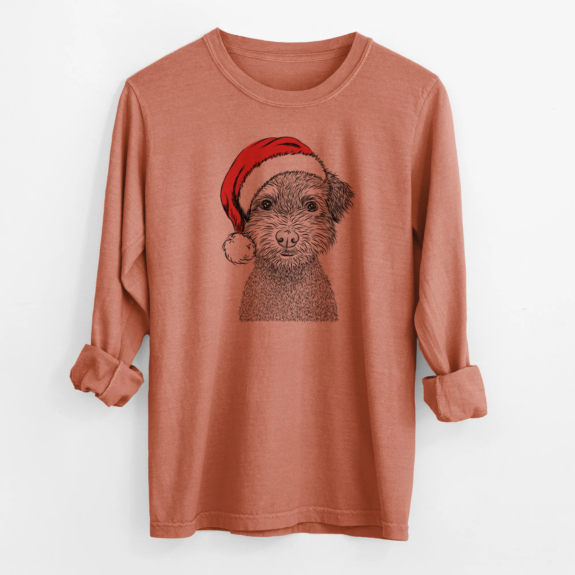Santa Pretzel the Schnoodle - Men's Heavyweight 100% Cotton Long Sleeve - Image 13