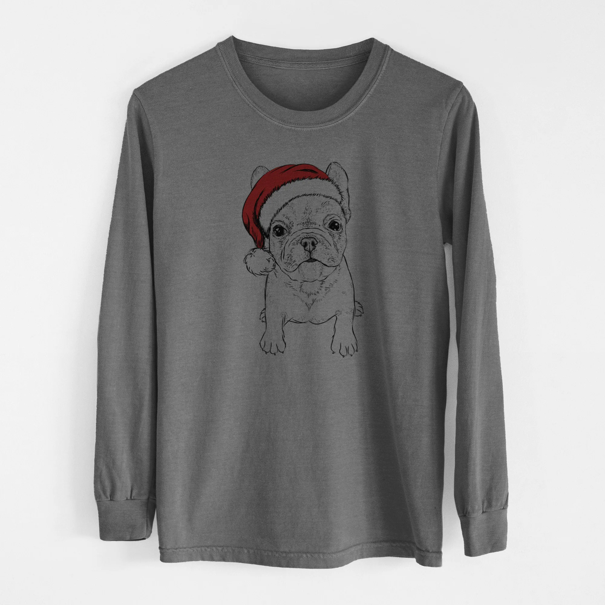 Santa Puppy Pierre the French Bulldog - Men's Heavyweight 100% Cotton Long Sleeve - Image 14