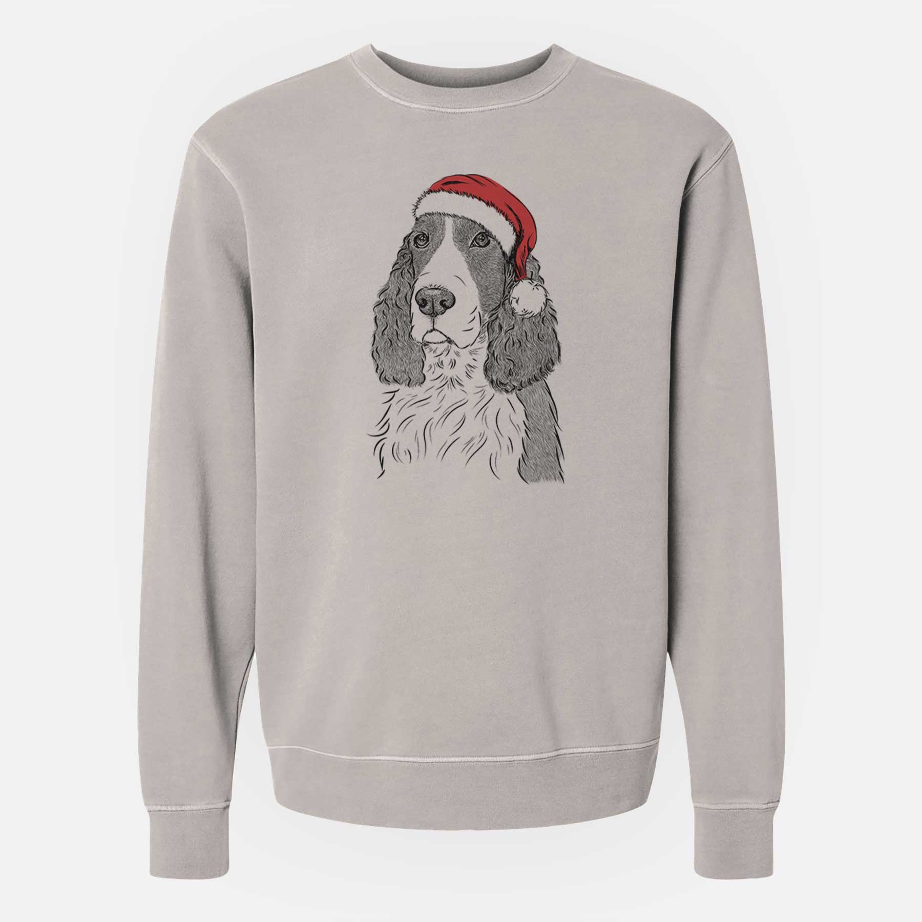 Santa Quincy the English Springer Spaniel - Unisex Pigment Dyed Crew Sweatshirt - Image 5