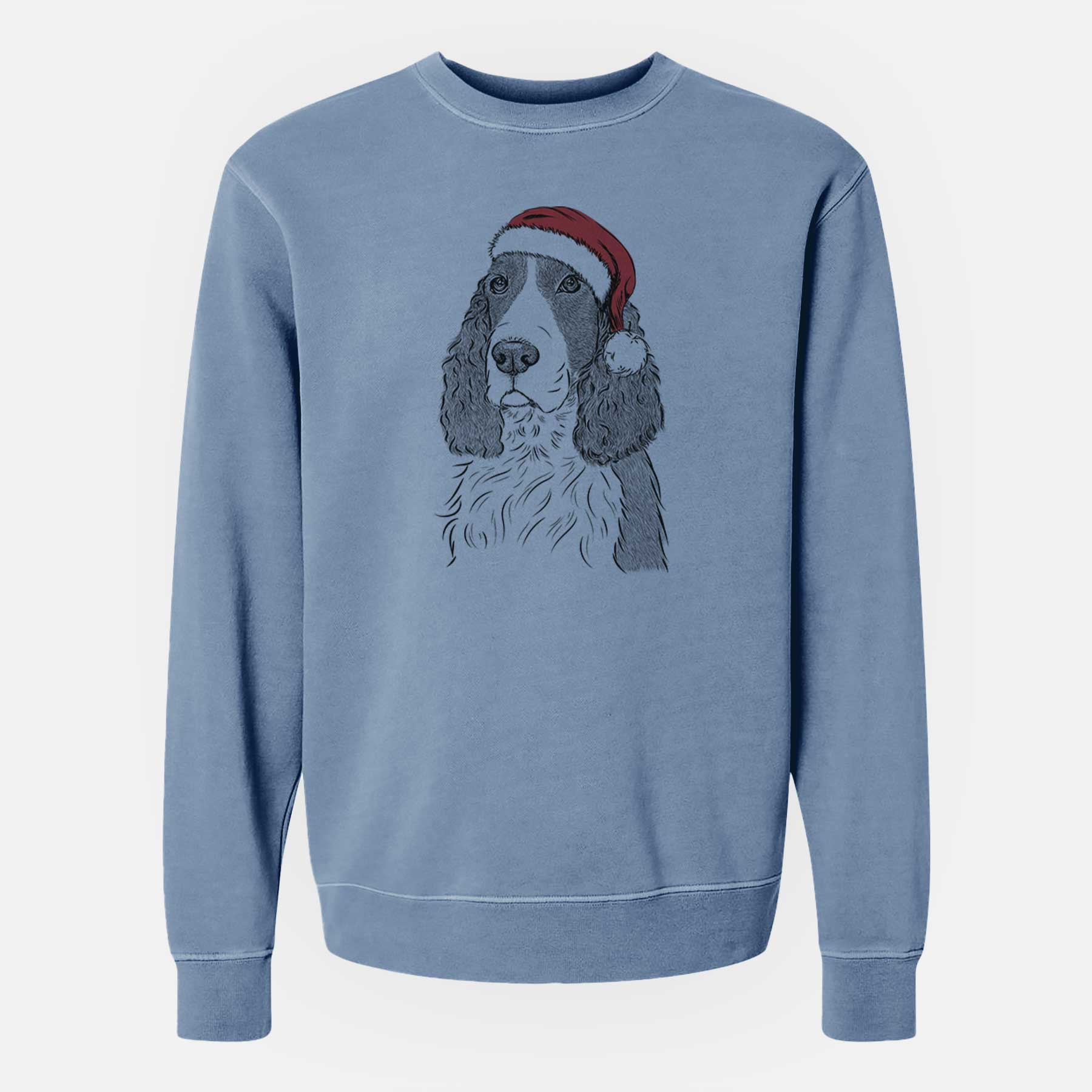 Santa Quincy the English Springer Spaniel - Unisex Pigment Dyed Crew Sweatshirt - Image 7