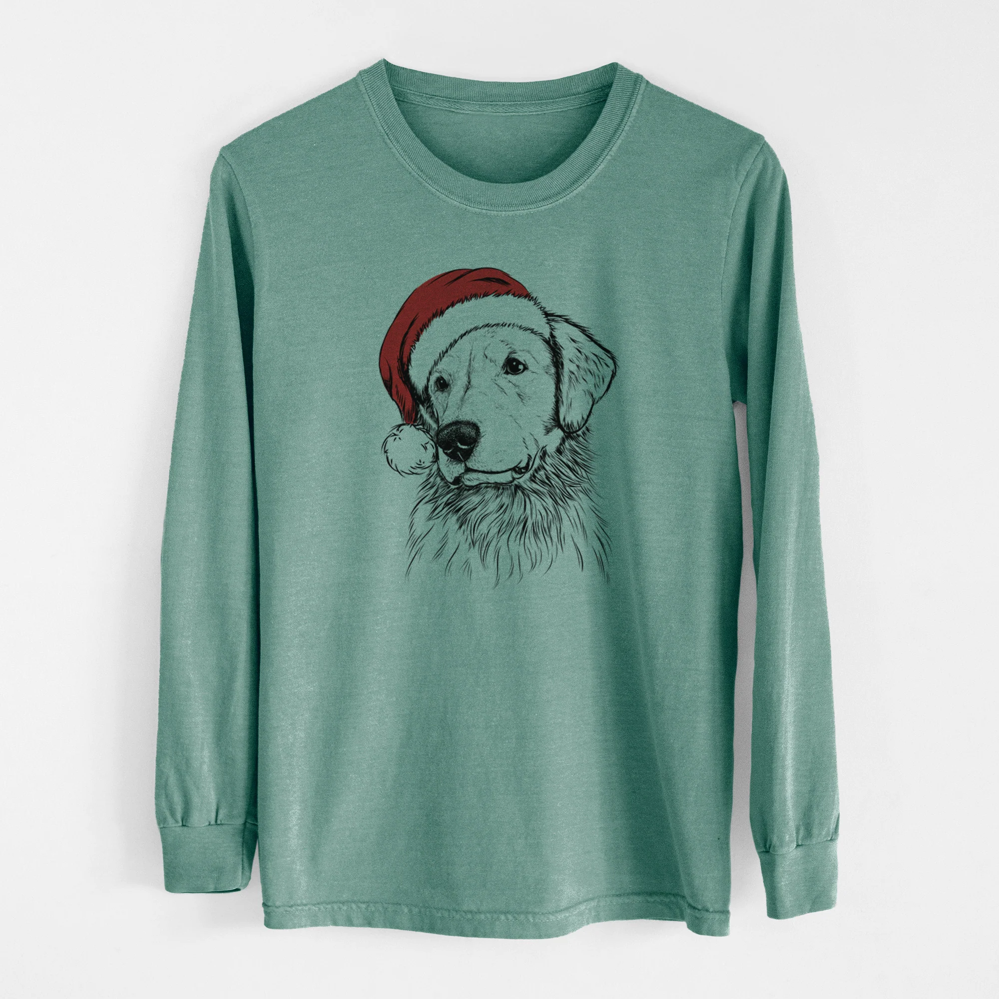 Santa Quinn the Golden Retriever - Men's Heavyweight 100% Cotton Long Sleeve - Image 12