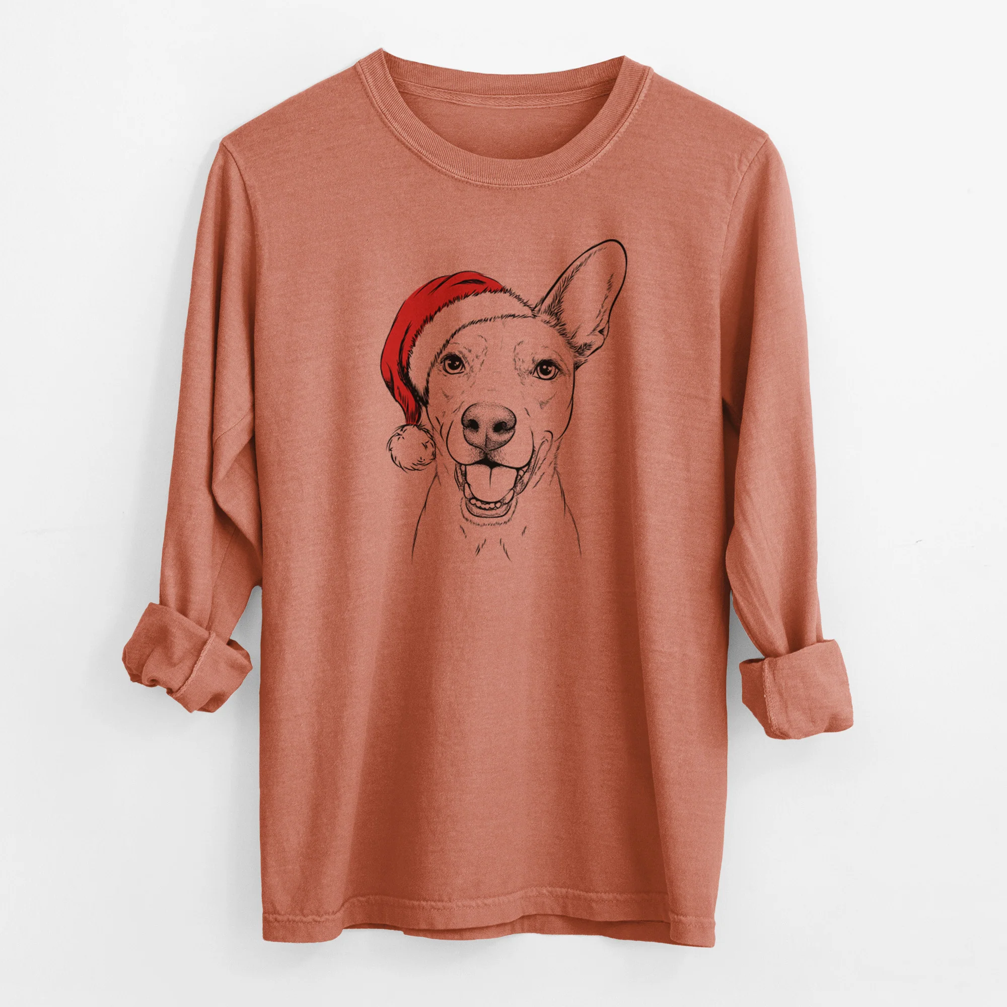 Santa Radar the Pitbull Mix - Men's Heavyweight 100% Cotton Long Sleeve - Image 13