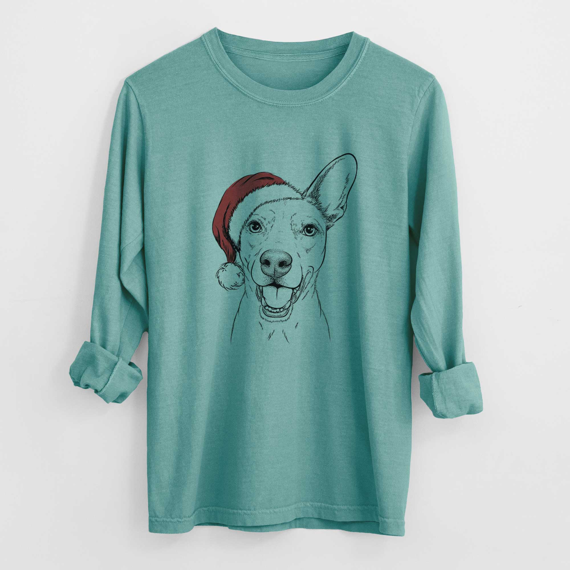 Santa Radar the Pitbull Mix - Men's Heavyweight 100% Cotton Long Sleeve - Image 9