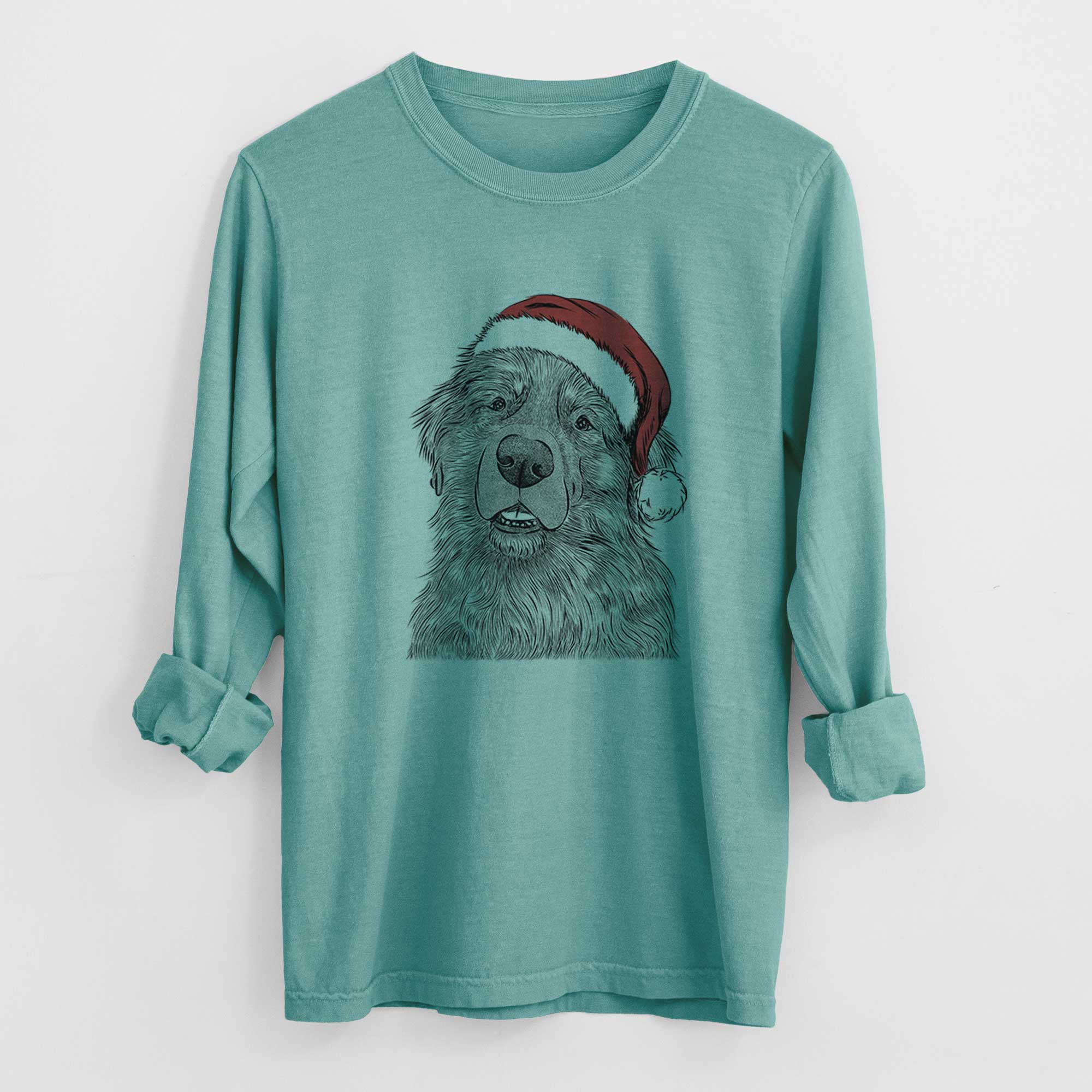 Santa Ralph the Leonberger - Men's Heavyweight 100% Cotton Long Sleeve - Image 9