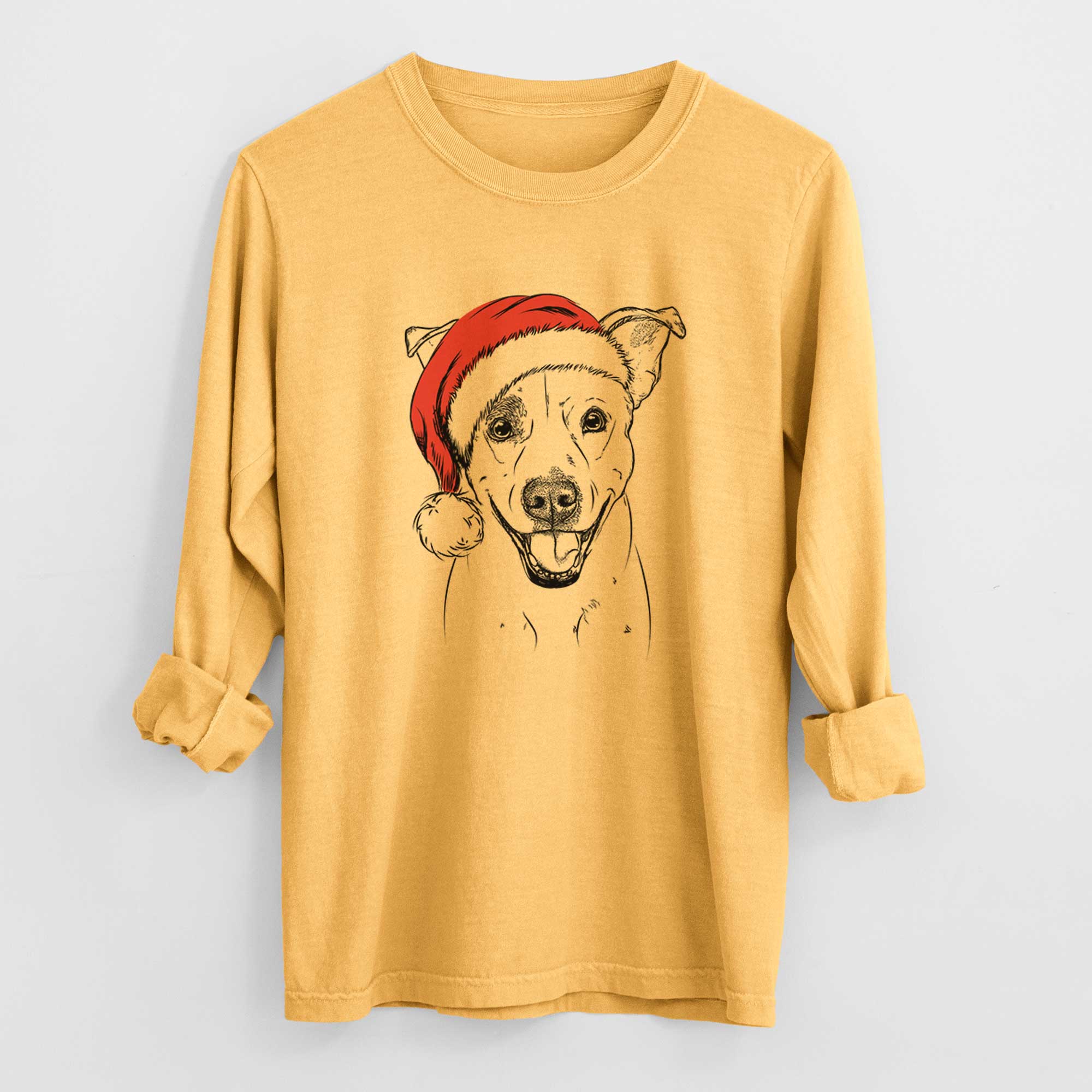 Santa Ralphie the Mixed Breed - Men's Heavyweight 100% Cotton Long Sleeve - Image 3