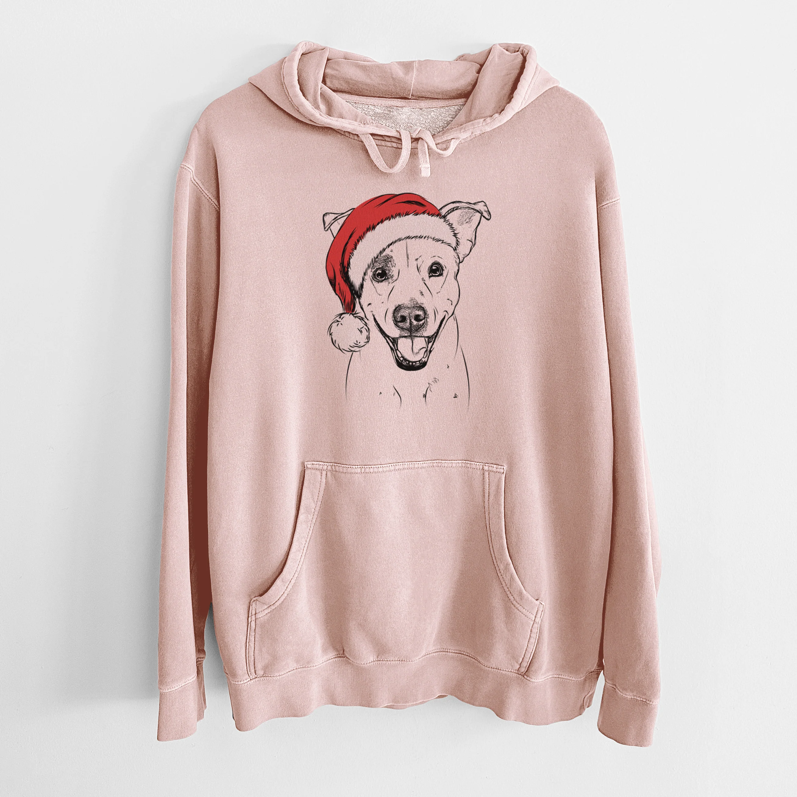 Santa Hat Ralphie the Mixed Breed - Unisex Pigment Dyed Hoodie - Image 6