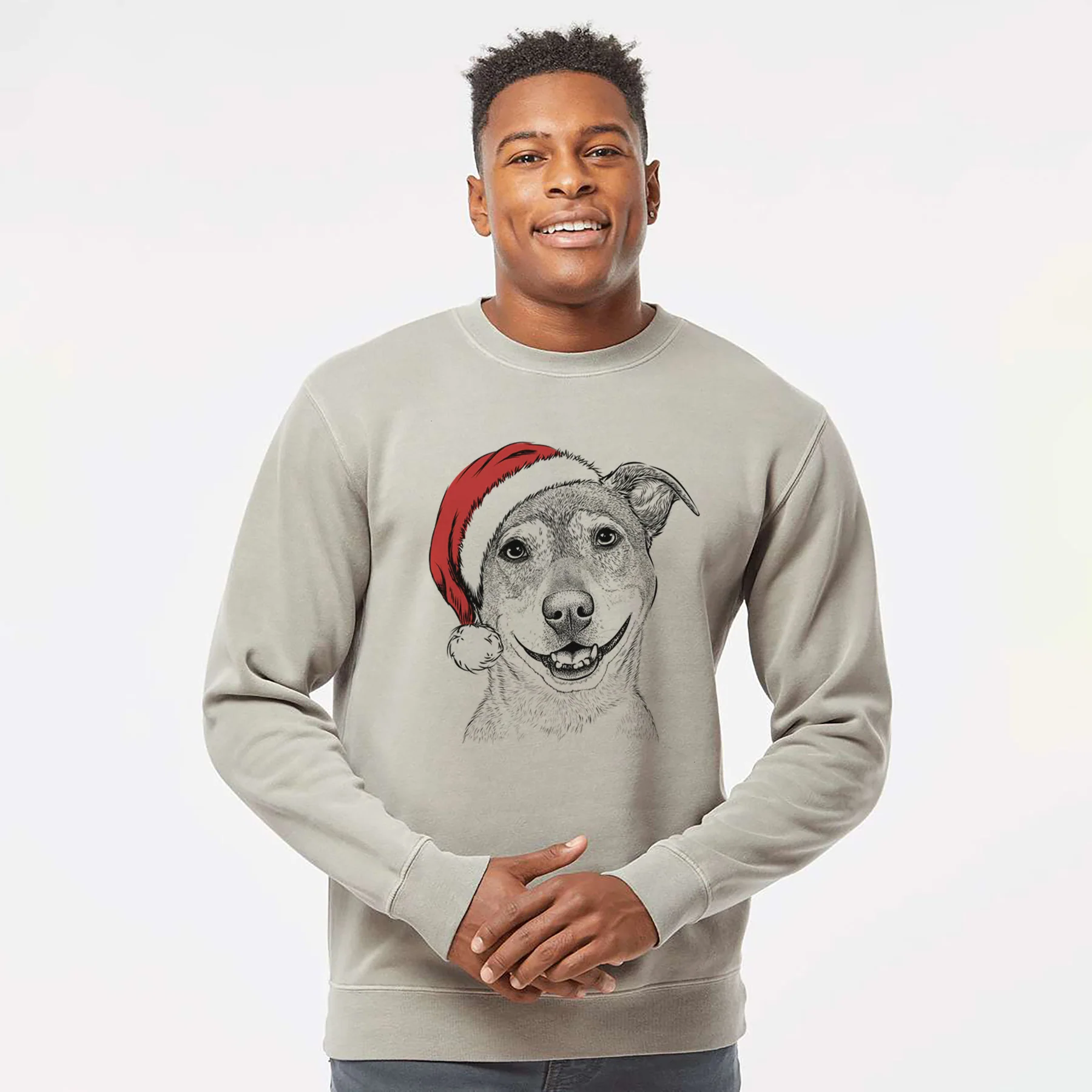 Santa Reese the Mountain Cur - Unisex Pigment Dyed Crew Sweatshirt - Image 2