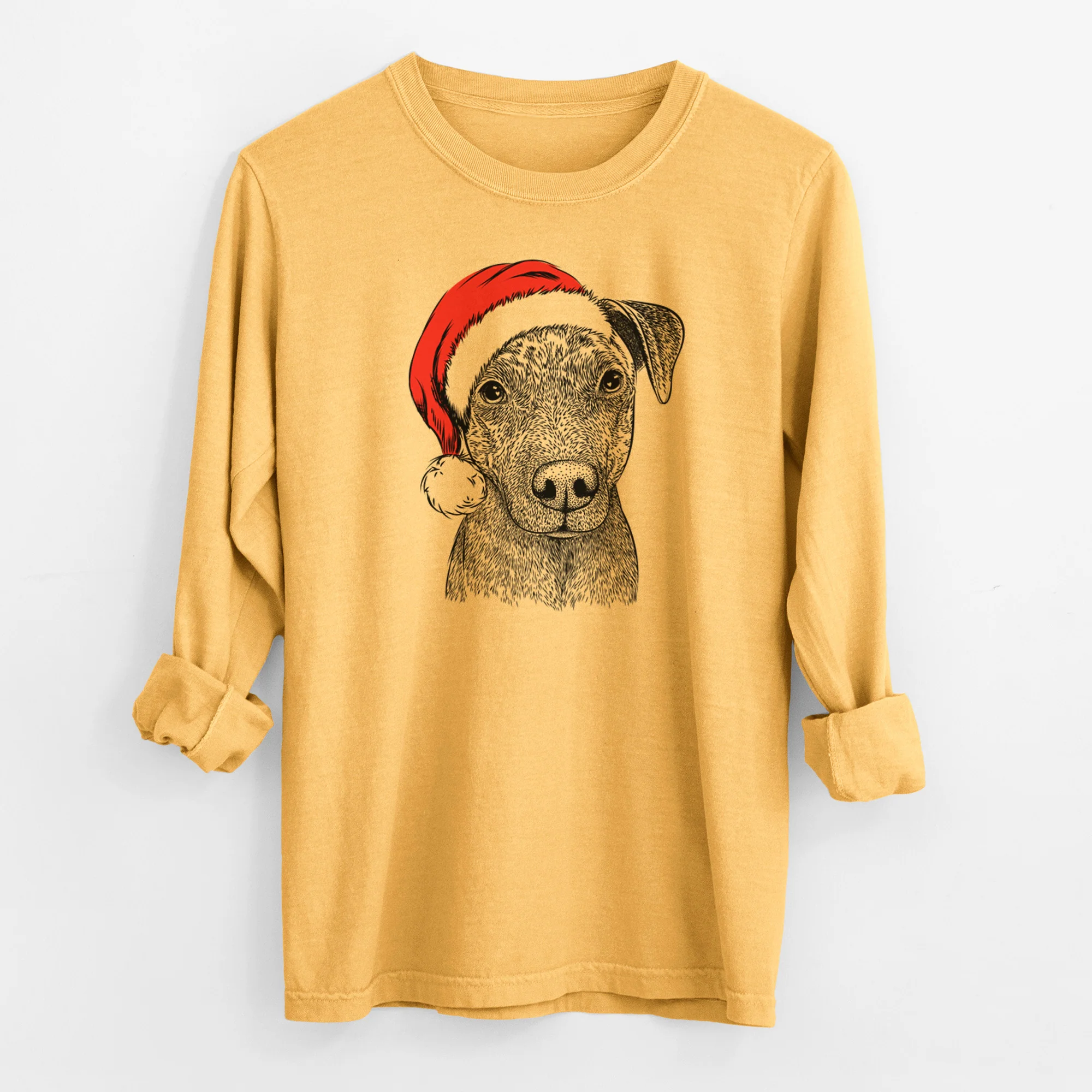 Santa Reeses the Pitbull - Men's Heavyweight 100% Cotton Long Sleeve - Image 3