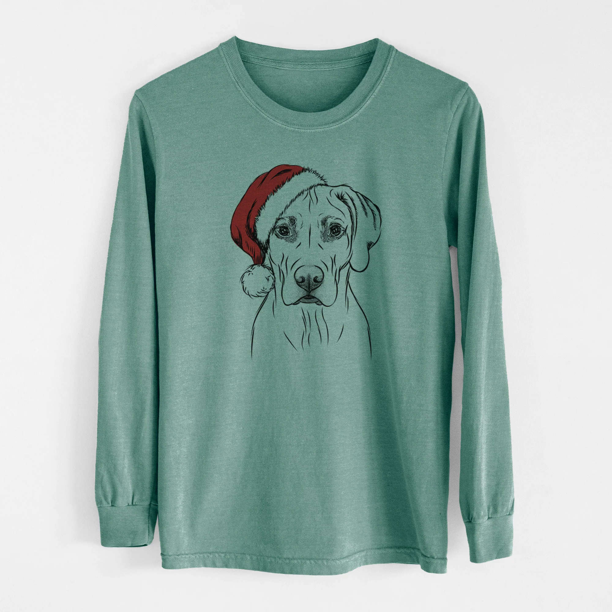 Santa Reid the Rhodesian Ridgeback - Men's Heavyweight 100% Cotton Long Sleeve - Image 12