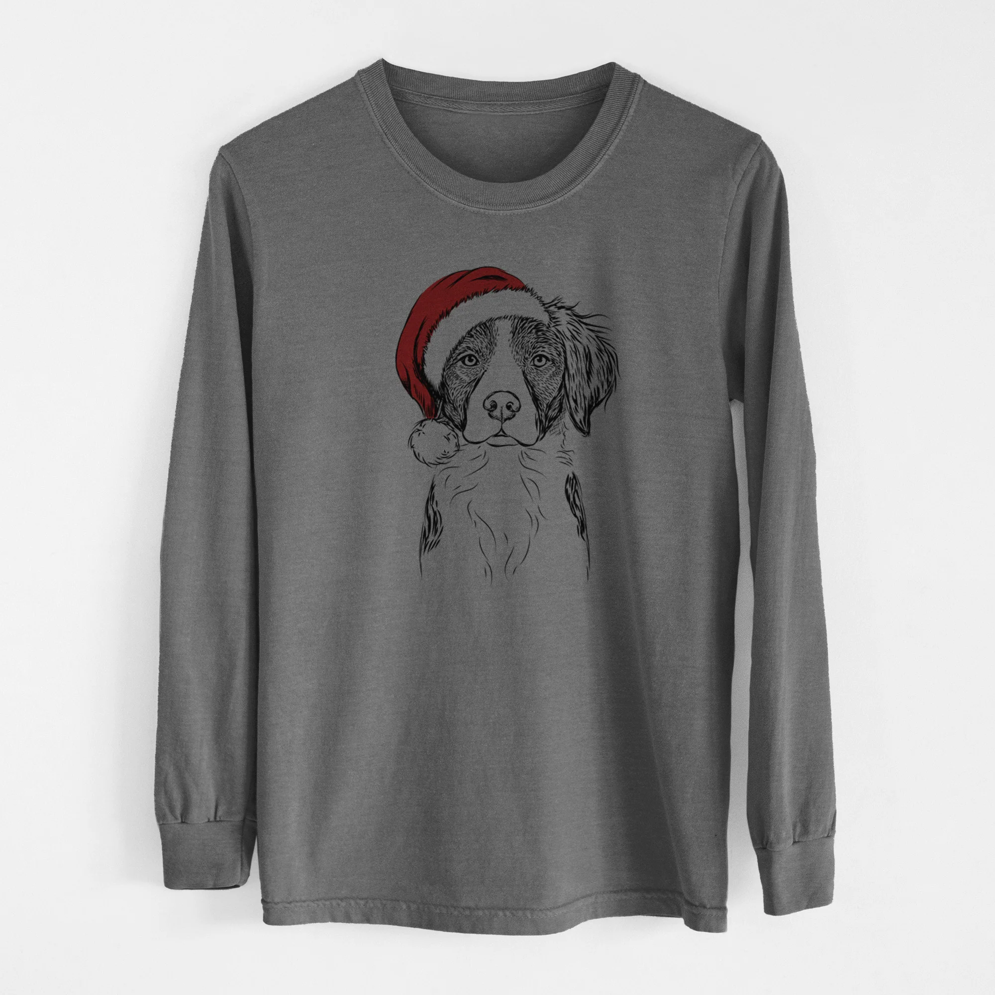 Santa Remi the Brittany - Men's Heavyweight 100% Cotton Long Sleeve - Image 14