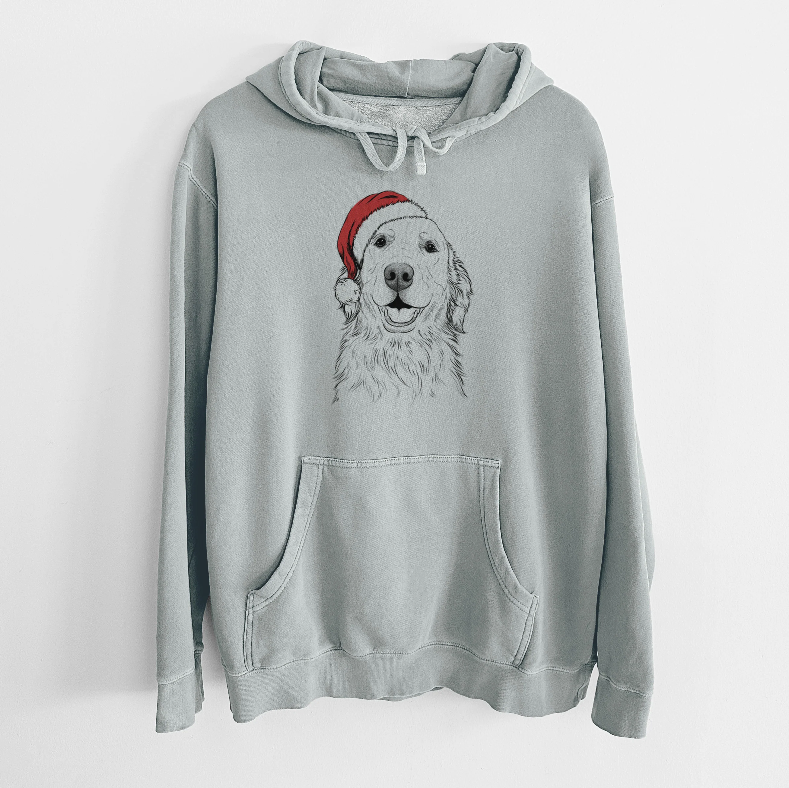Santa Hat Ridge the Golden Retriever - Unisex Pigment Dyed Hoodie - Image 8