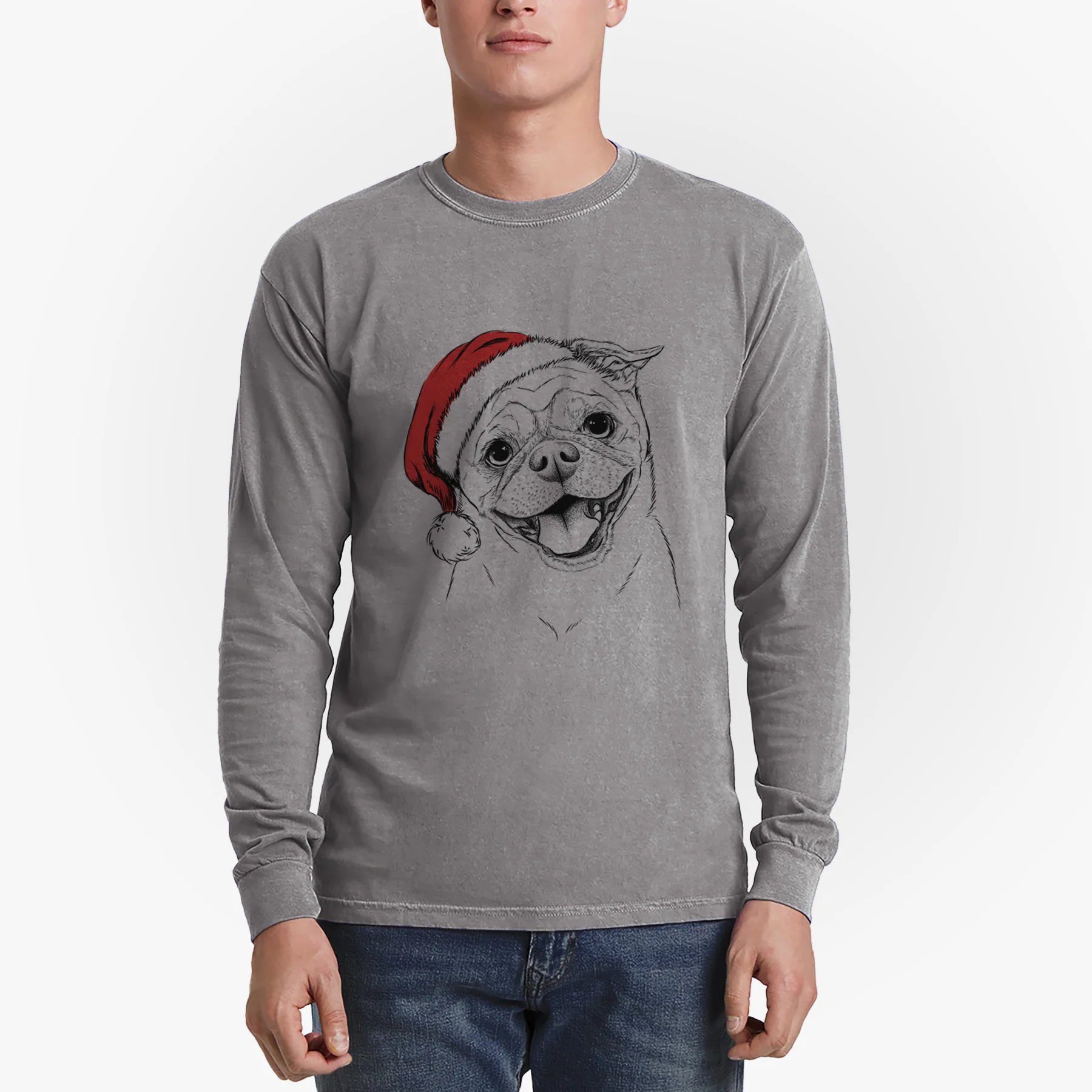 Santa Riley the Chug - Heavyweight 100% Cotton Long Sleeve - Image 4