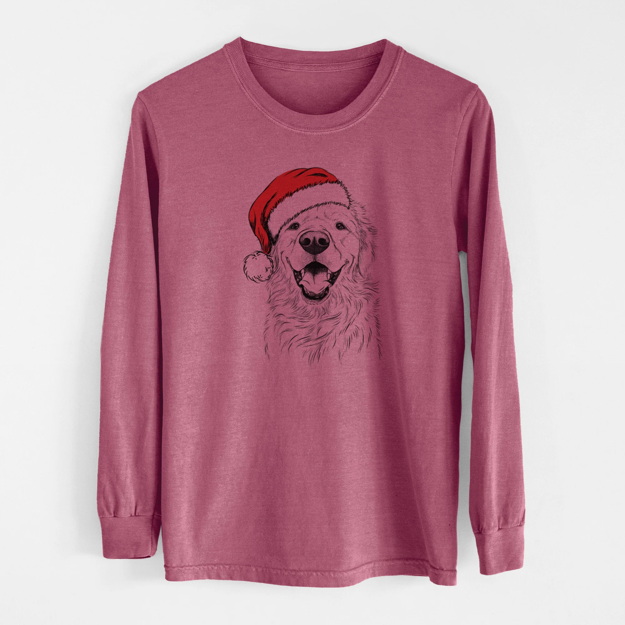 Santa Roger the Golden Retriever - Men's Heavyweight 100% Cotton Long Sleeve