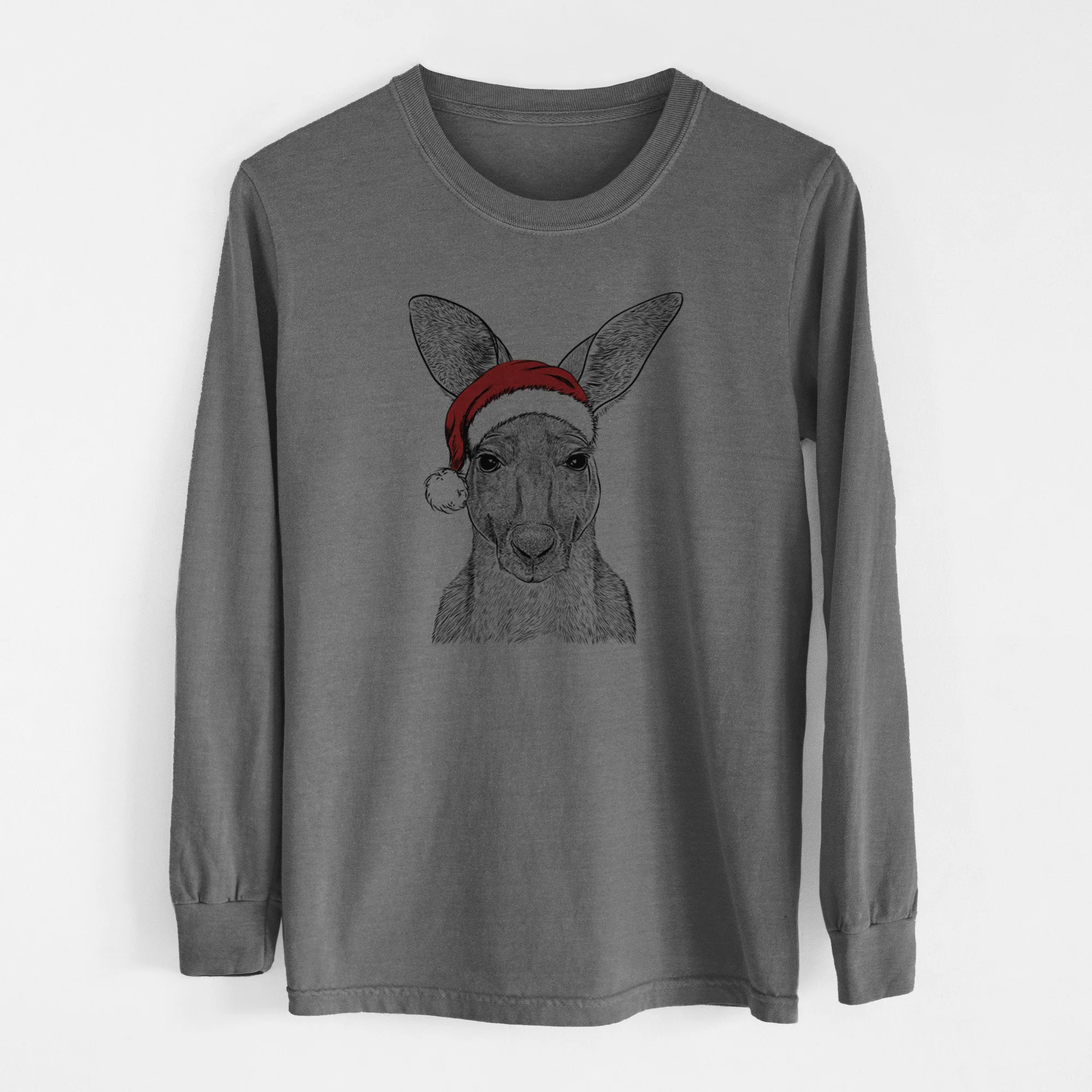 Santa Roger the Red Kangaroo - Men's Heavyweight 100% Cotton Long Sleeve - Image 14