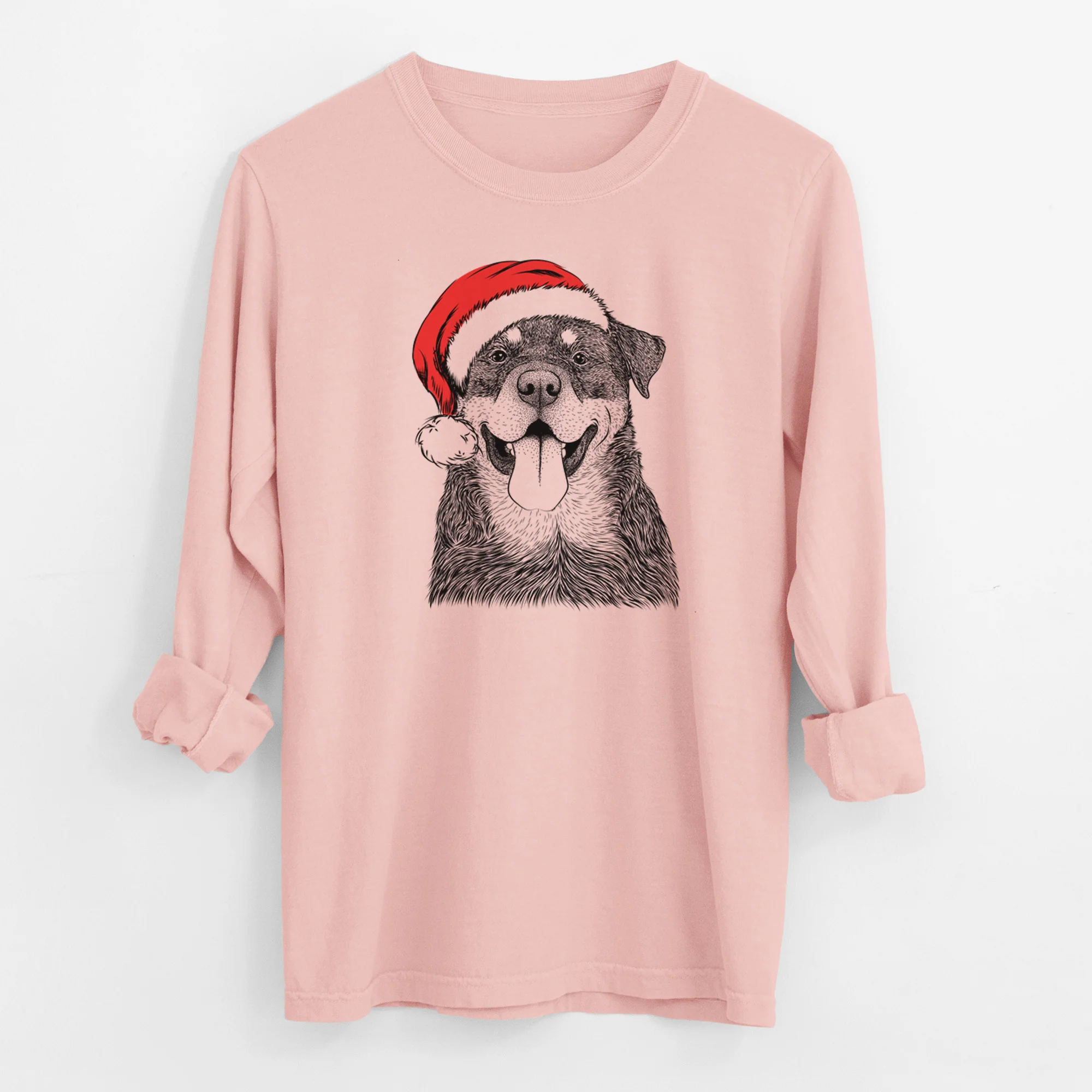 Santa Romeo the Rottweiler - Men's Heavyweight 100% Cotton Long Sleeve - Image 11