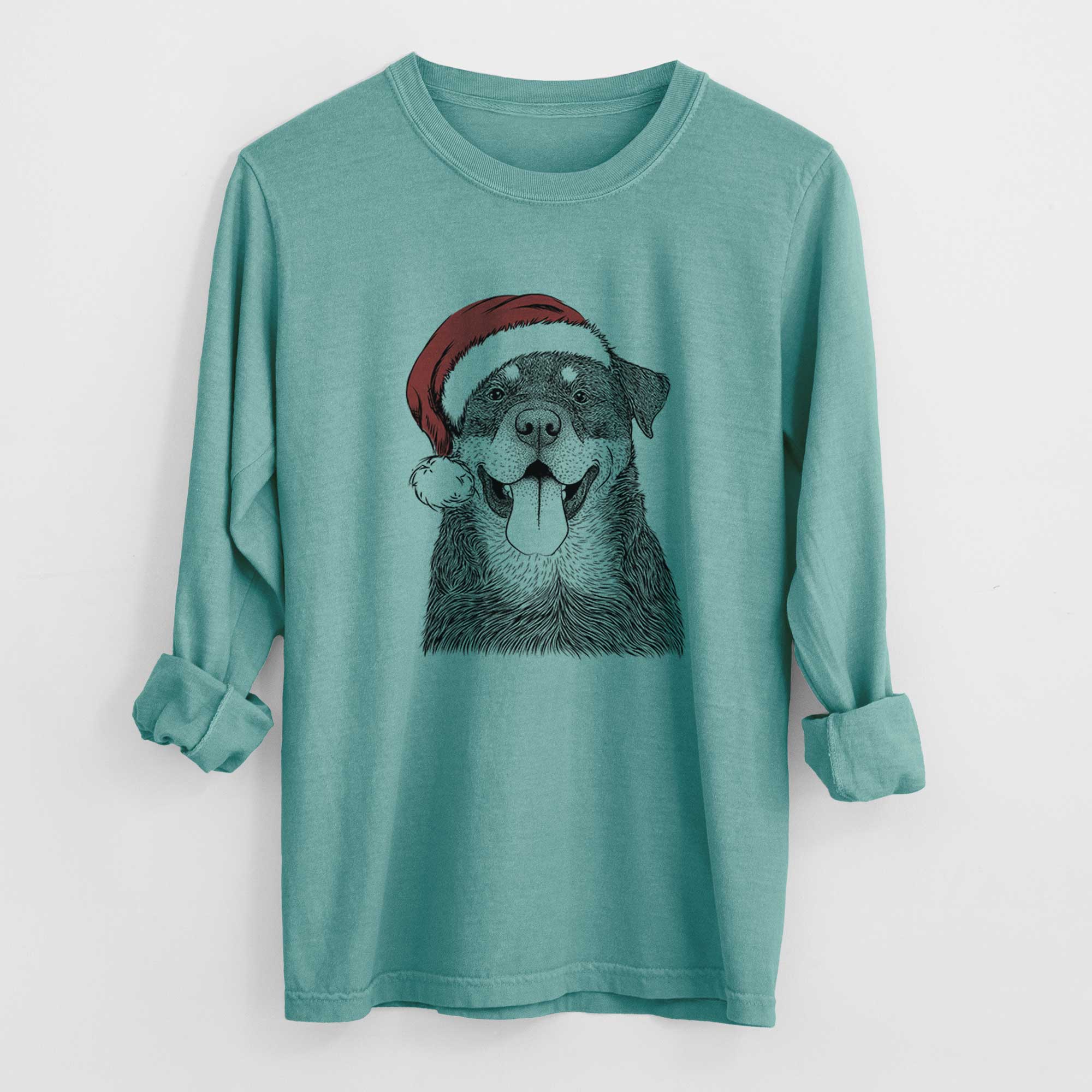 Santa Romeo the Rottweiler - Men's Heavyweight 100% Cotton Long Sleeve - Image 9